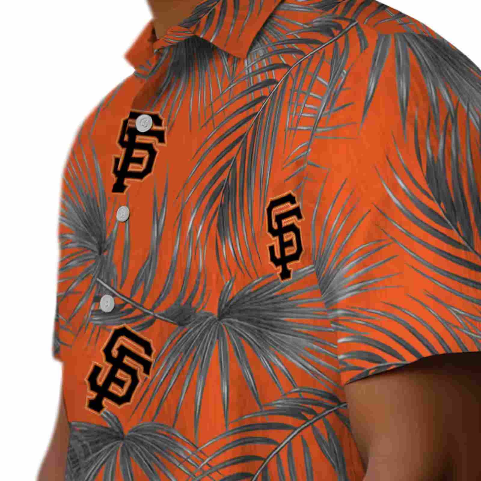 san francisco giants leafy palms orange hawaiian shirt trendy