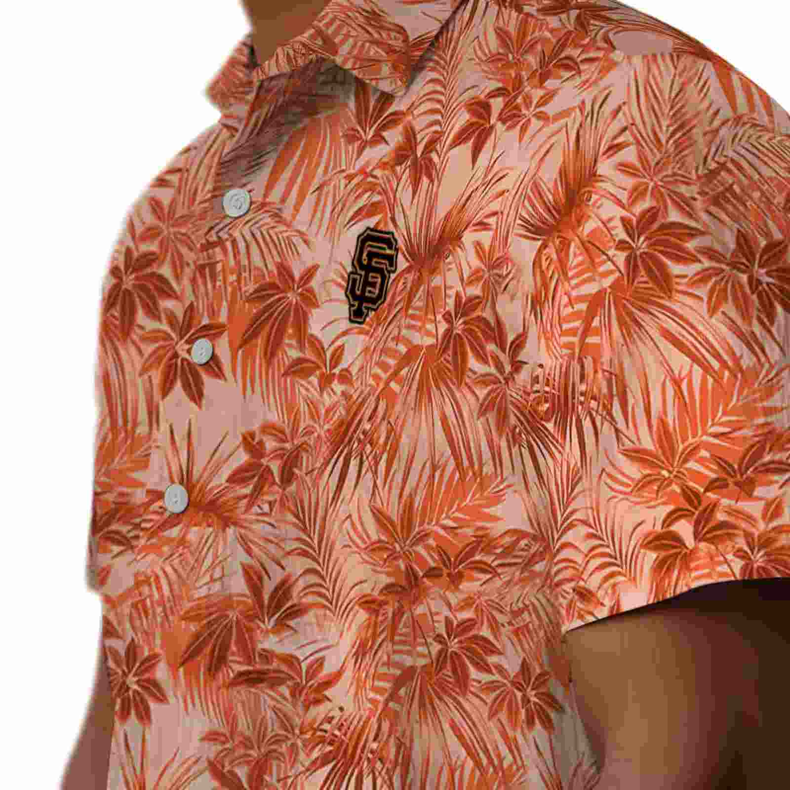 san francisco giants leafy pattern orange hawaiian shirt trendy