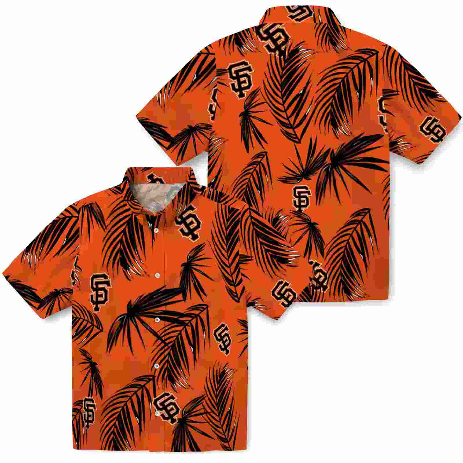 san francisco giants palm leaf orange hawaiian shirt high quality