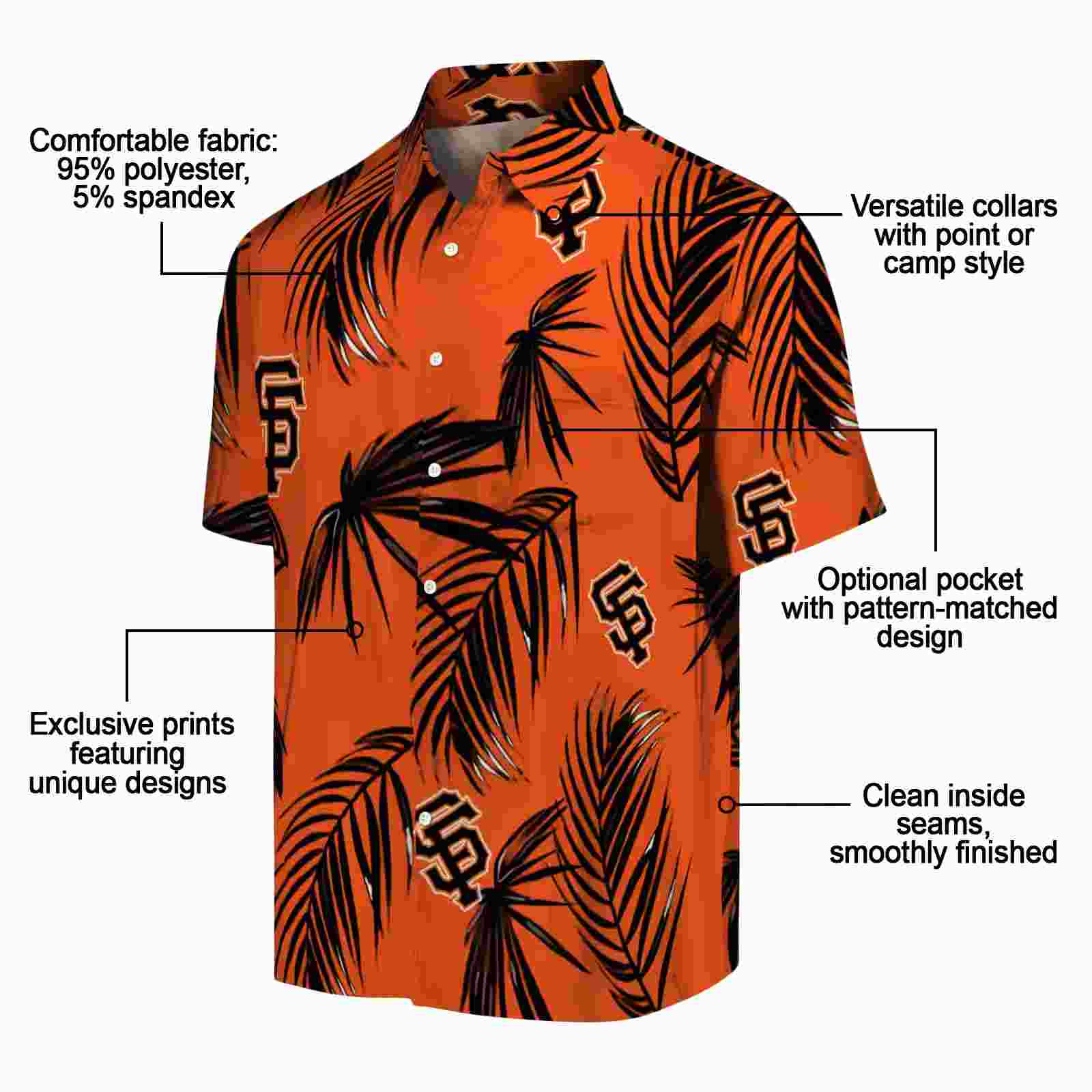 san francisco giants palm leaf orange hawaiian shirt new arrival