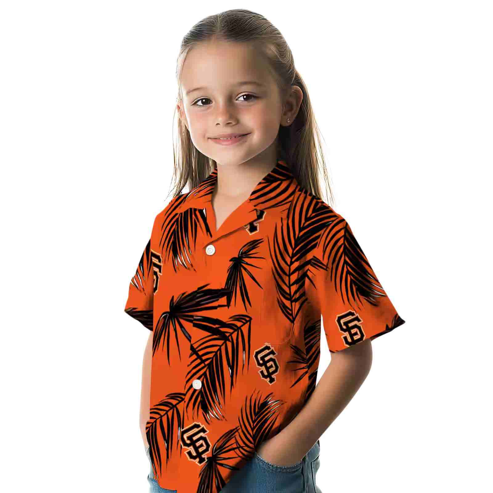 san francisco giants palm leaf orange hawaiian shirt premium grade