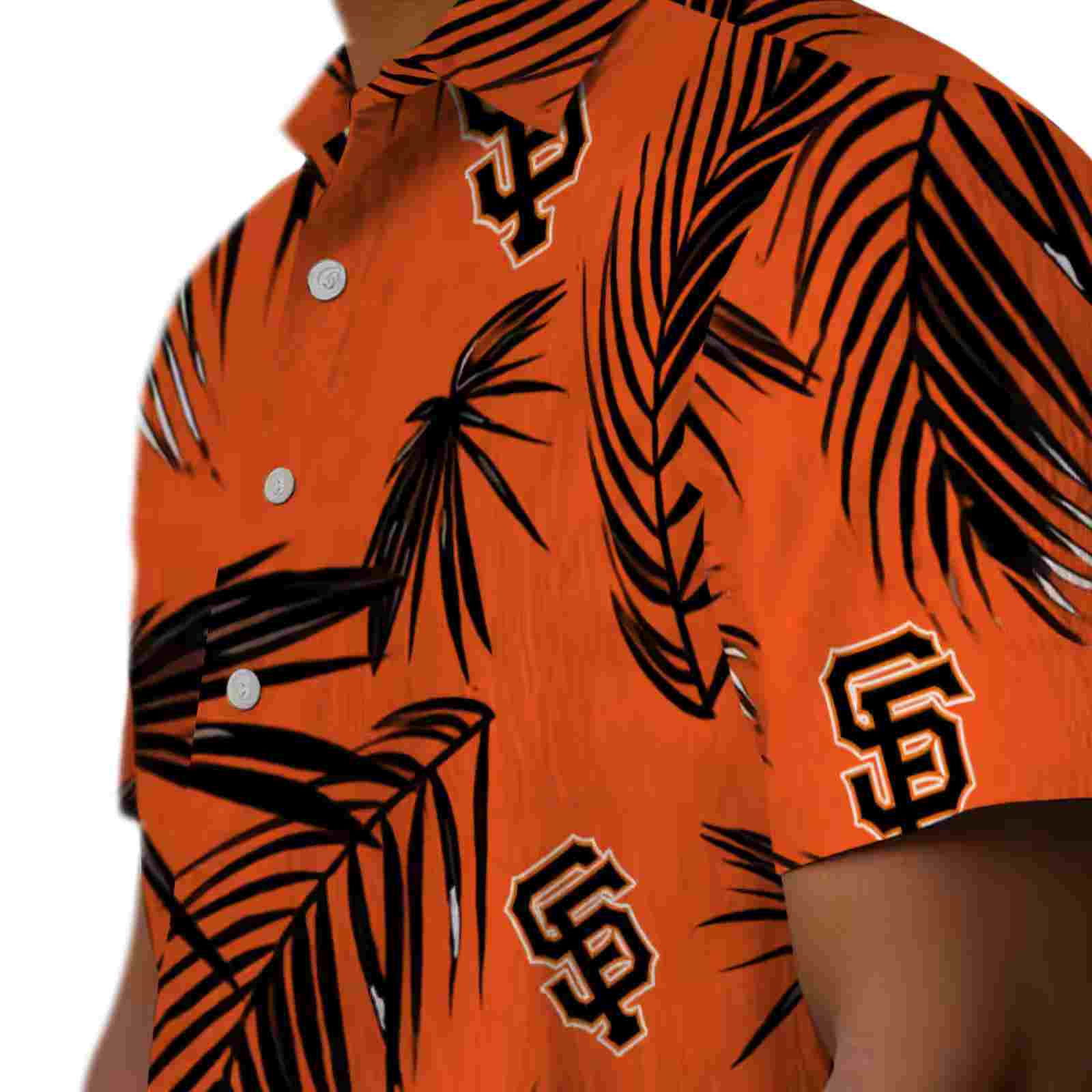 san francisco giants palm leaf orange hawaiian shirt trendy