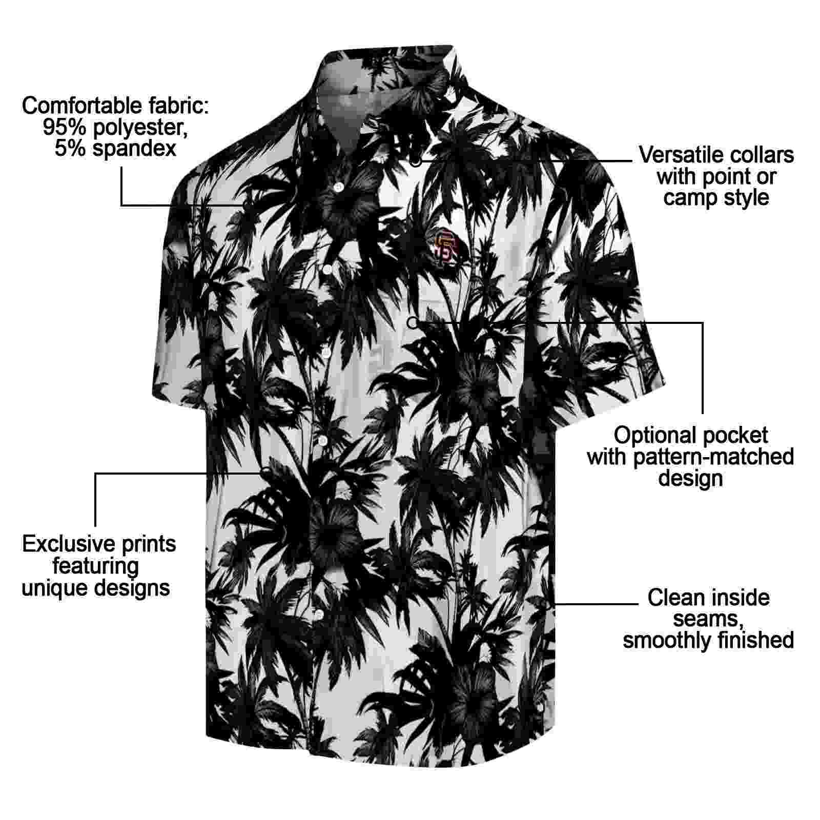 san francisco giants palm motifs black white hawaiian shirt new arrival