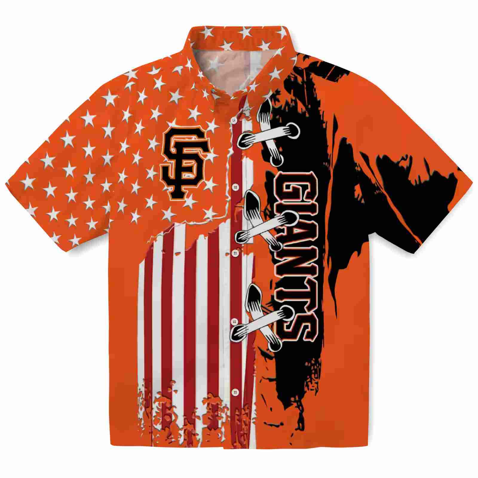 San Francisco Giants Stitched Flag Orange Hawaiian Shirt