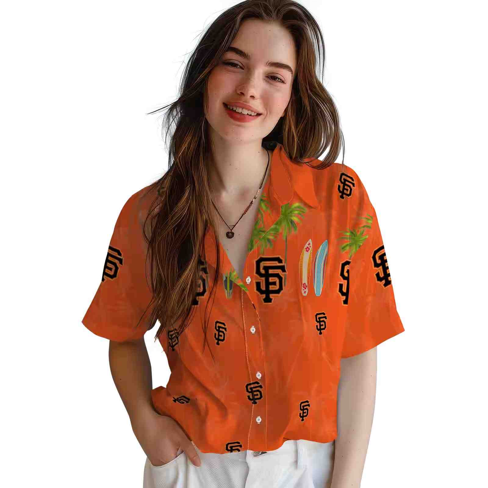 san francisco giants surfboard palm orange hawaiian shirt latest model