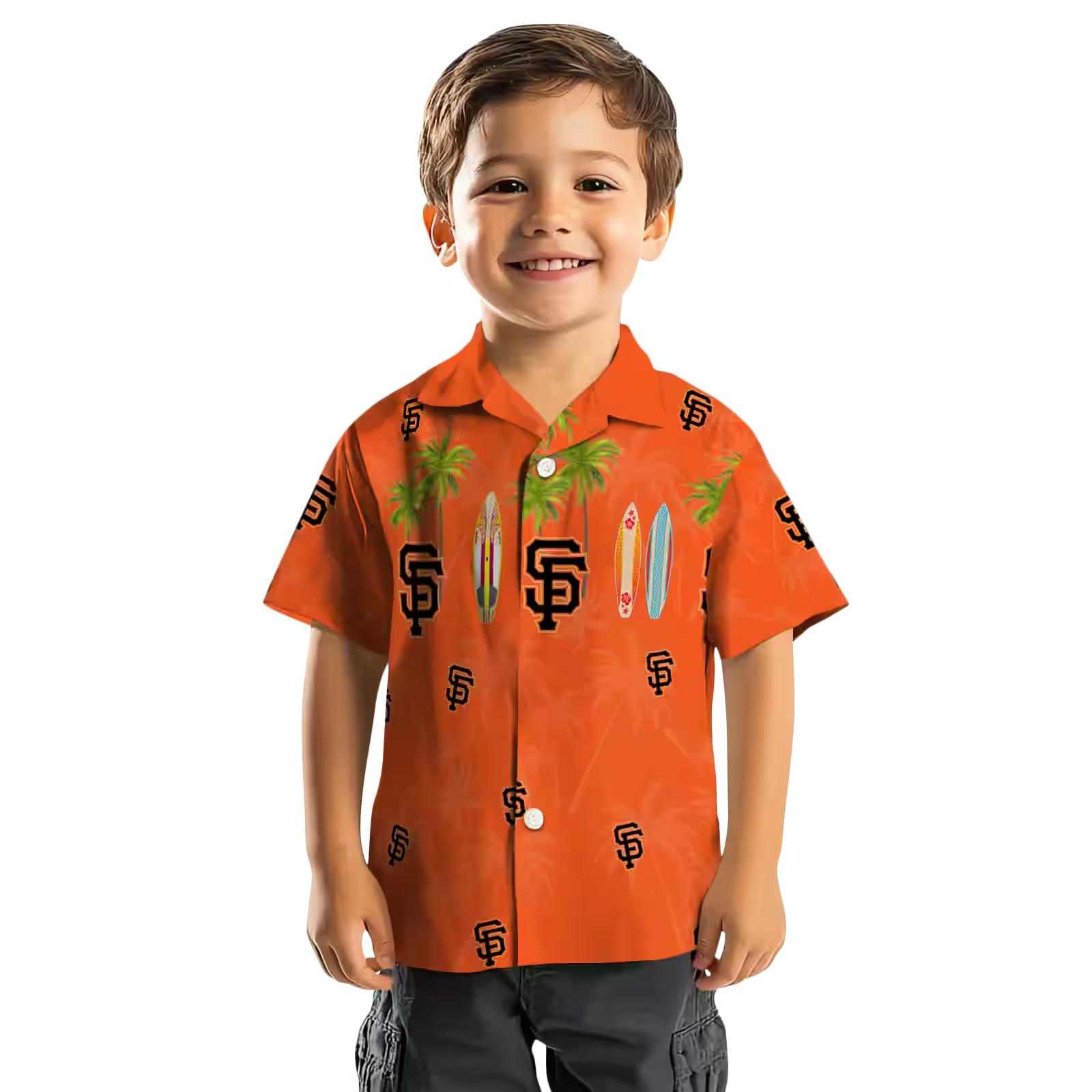 san francisco giants surfboard palm orange hawaiian shirt top rated