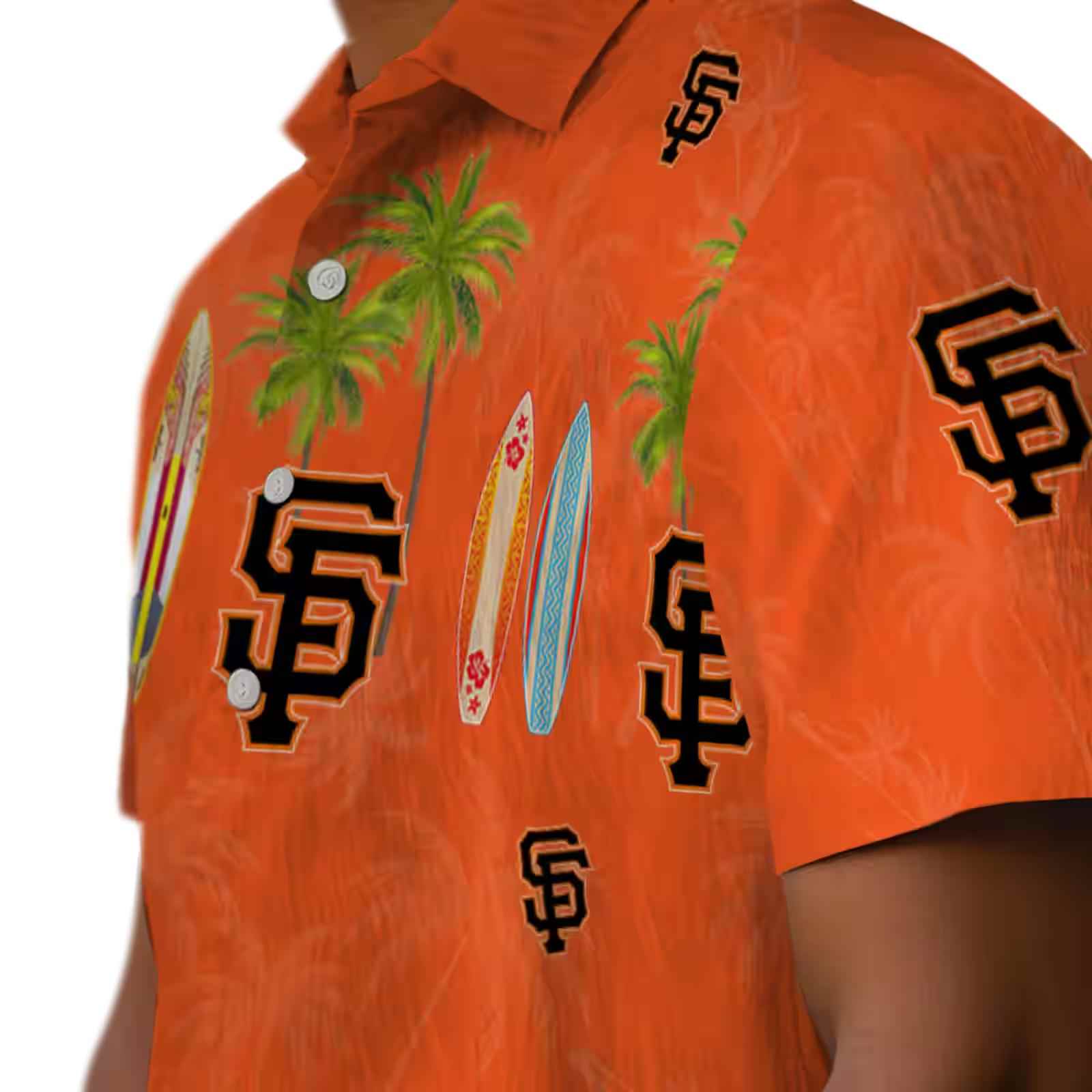 san francisco giants surfboard palm orange hawaiian shirt trendy