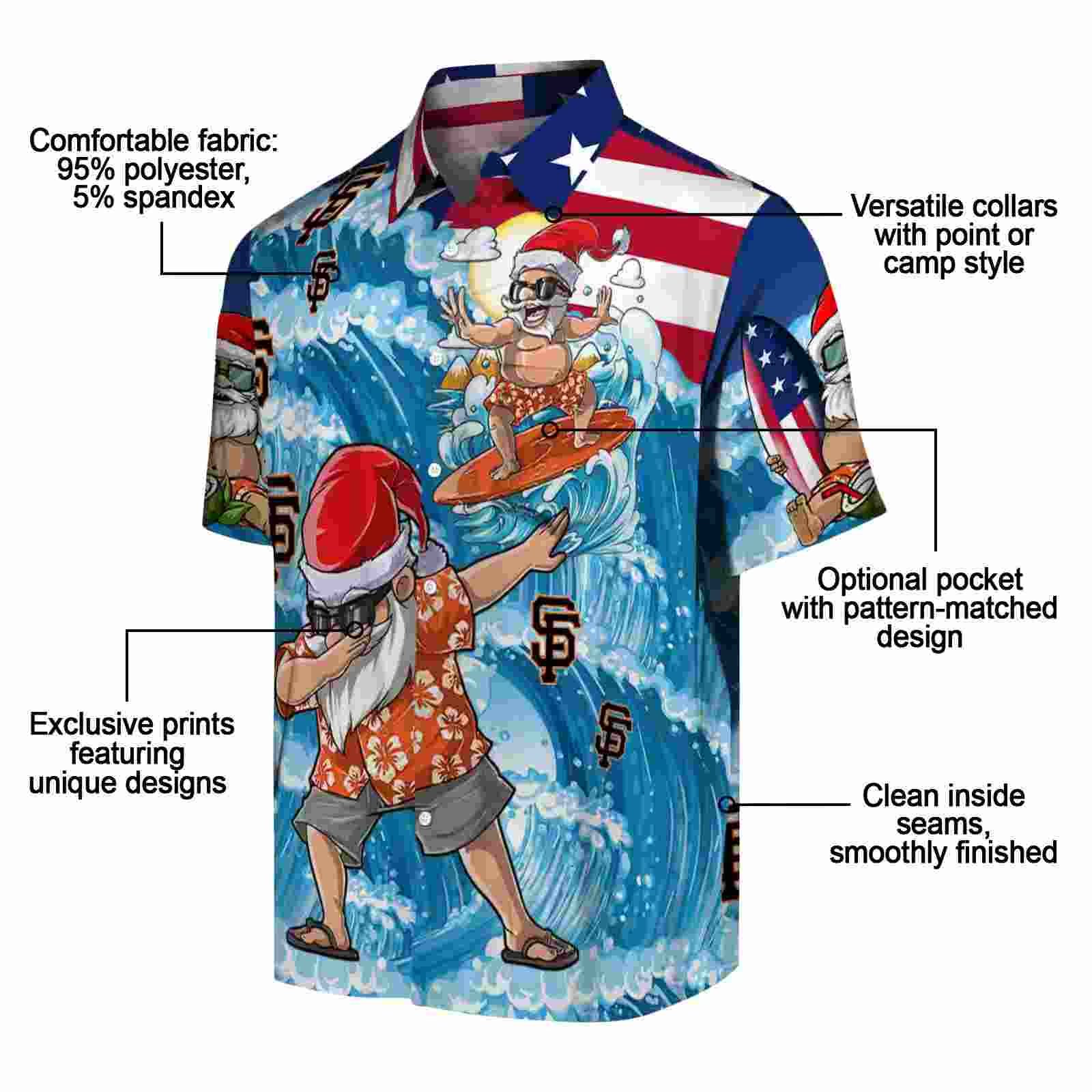 san francisco giants surfing santa blue hawaiian shirt new arrival