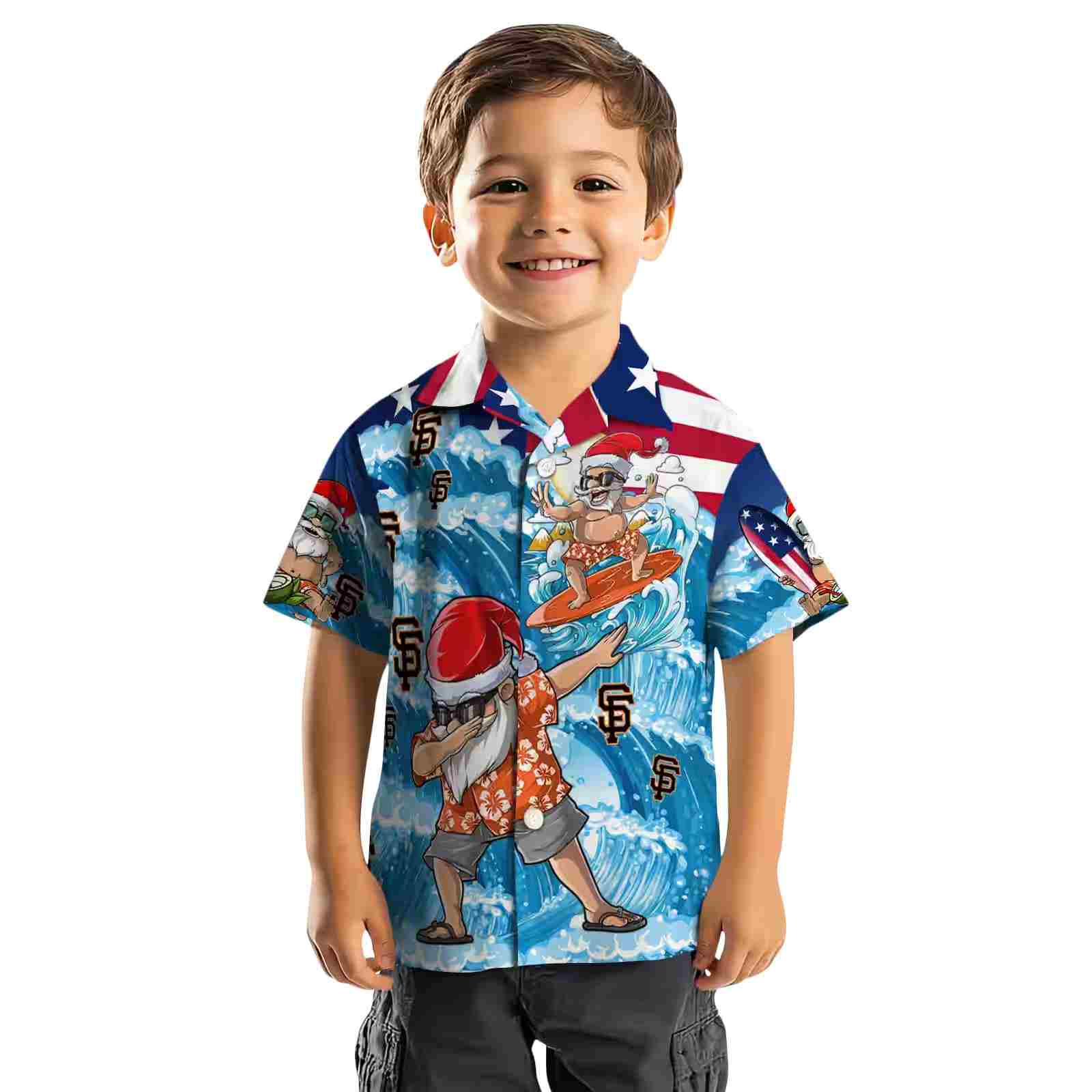 san francisco giants surfing santa blue hawaiian shirt top rated