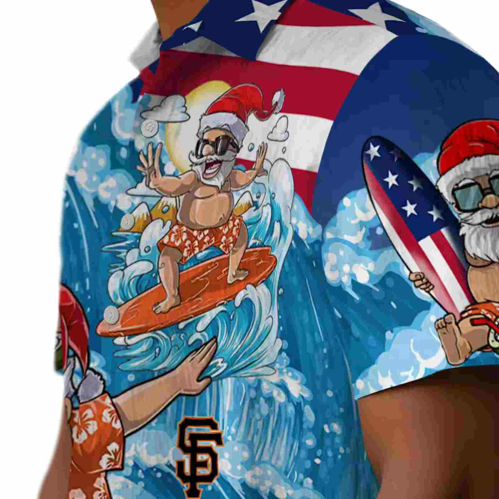 san francisco giants surfing santa blue hawaiian shirt trendy