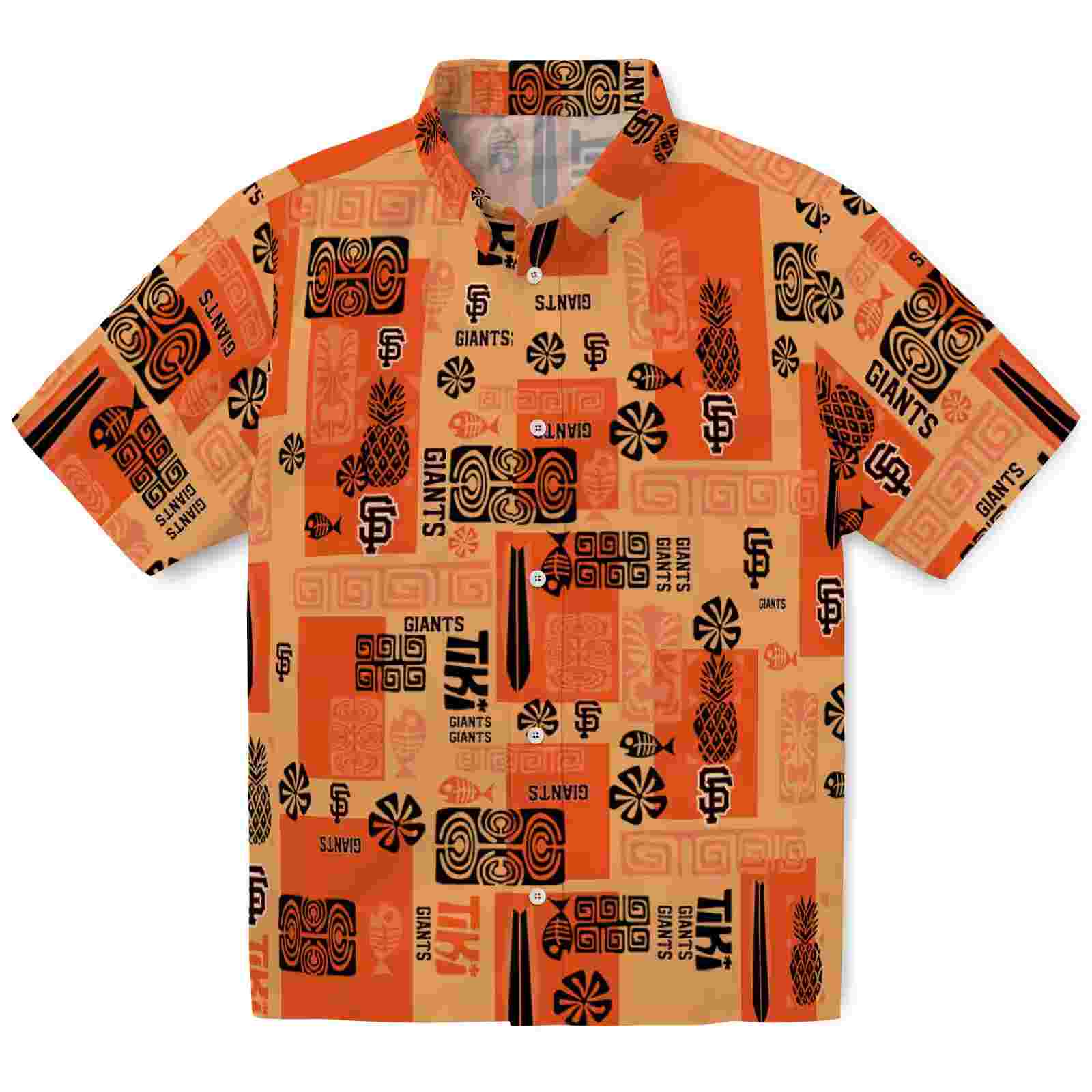 San Francisco Giants Tribal Symbols Orange Hawaiian Shirt