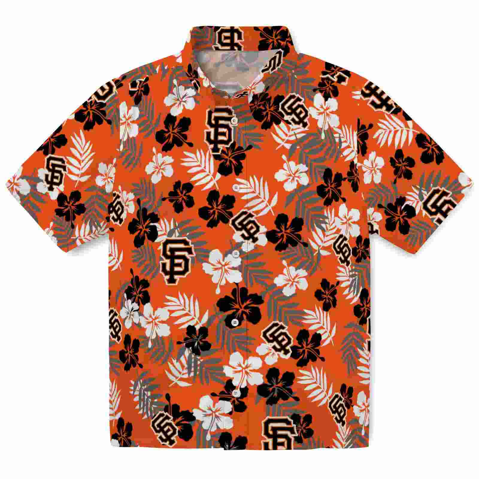 San Francisco Giants Tropical Floral Orange Hawaiian Shirt