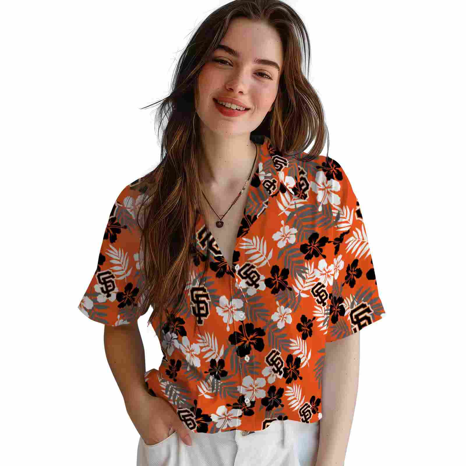 san francisco giants tropical floral orange hawaiian shirt latest model