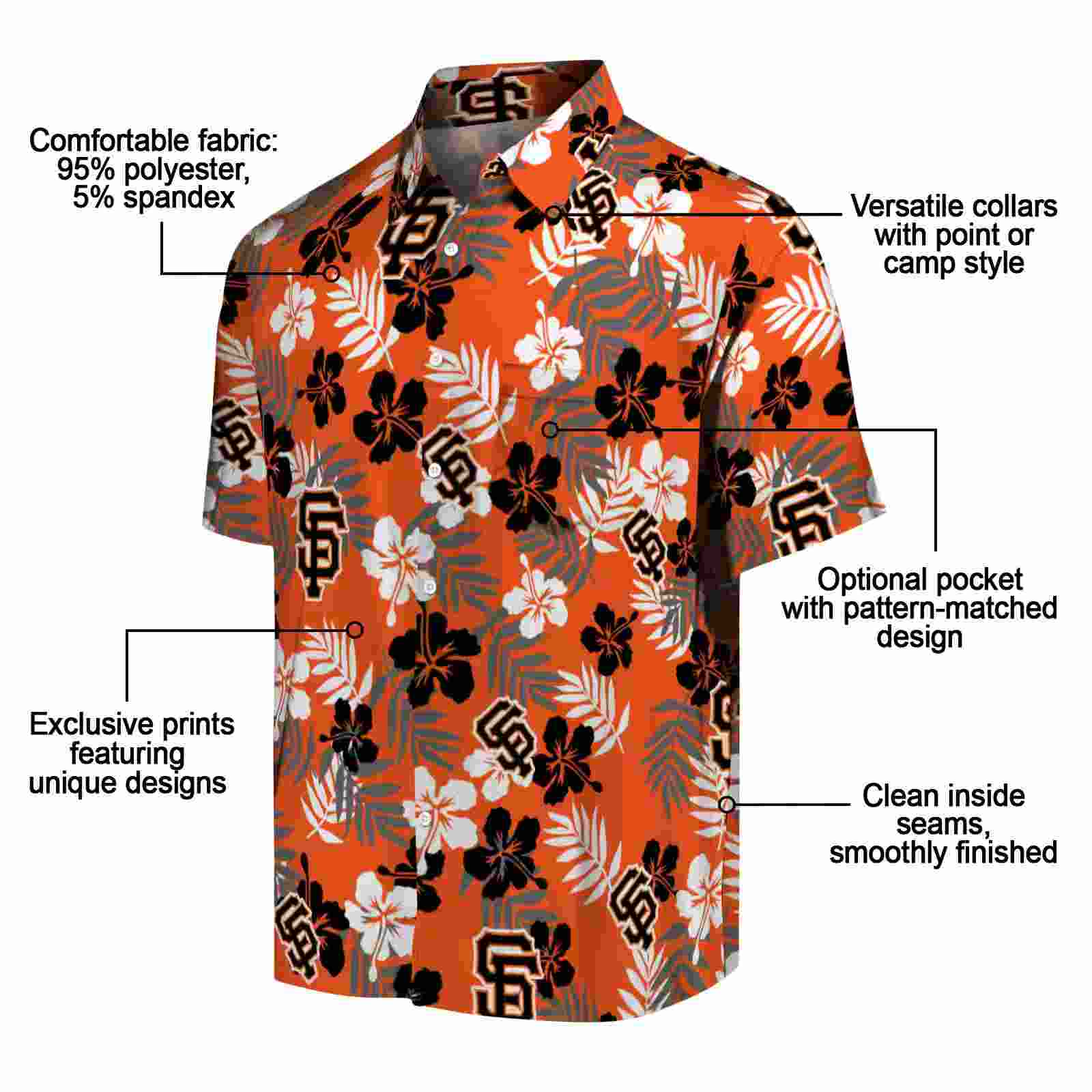 san francisco giants tropical floral orange hawaiian shirt new arrival