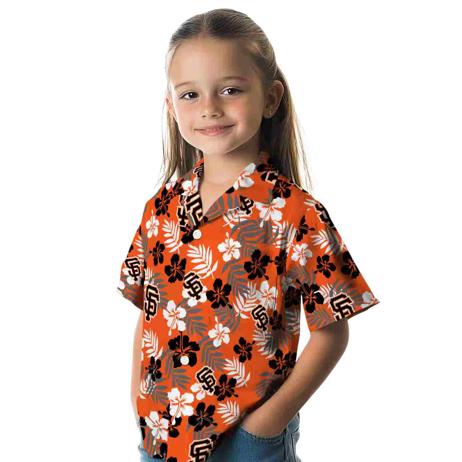 san francisco giants tropical floral orange hawaiian shirt premium grade