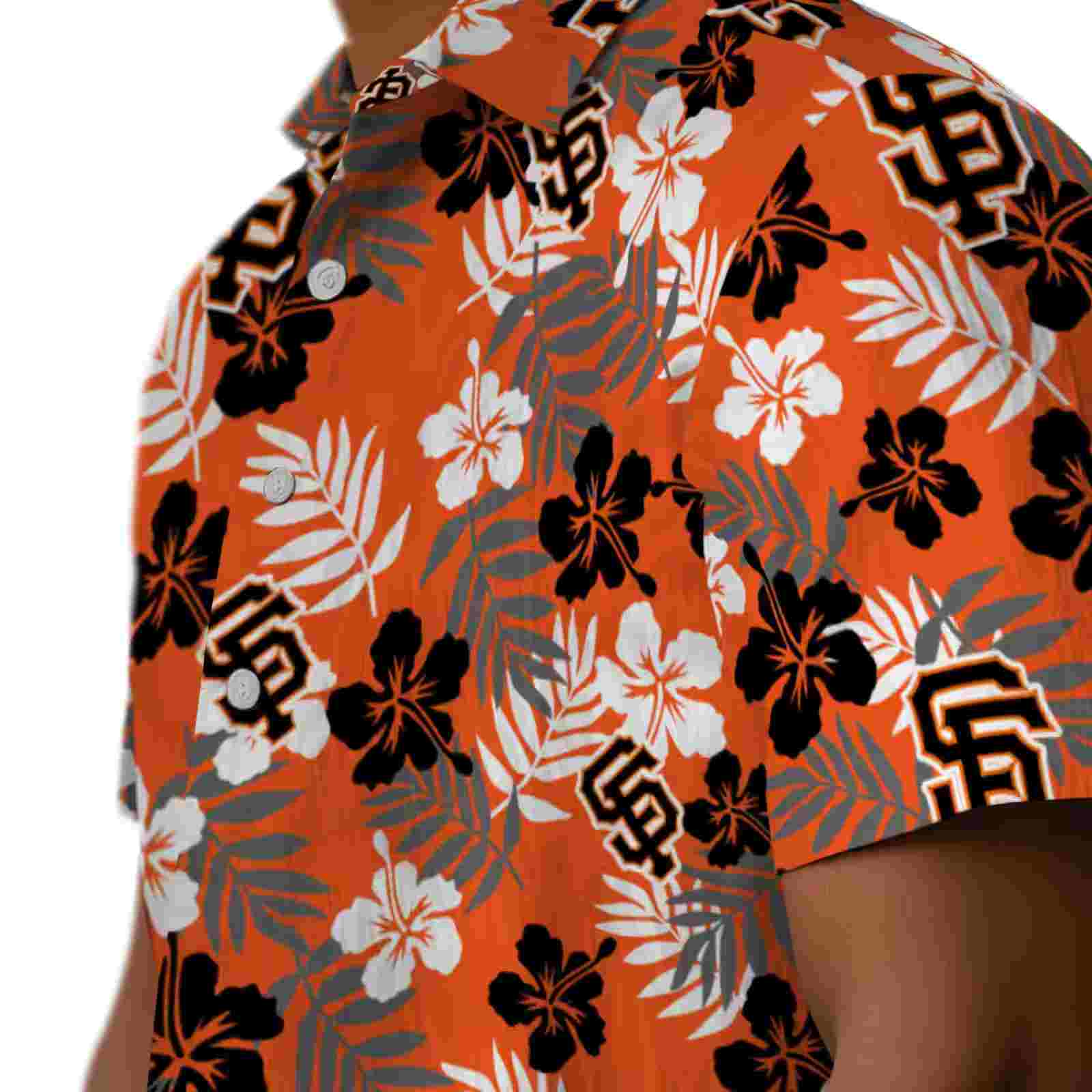 san francisco giants tropical floral orange hawaiian shirt trendy