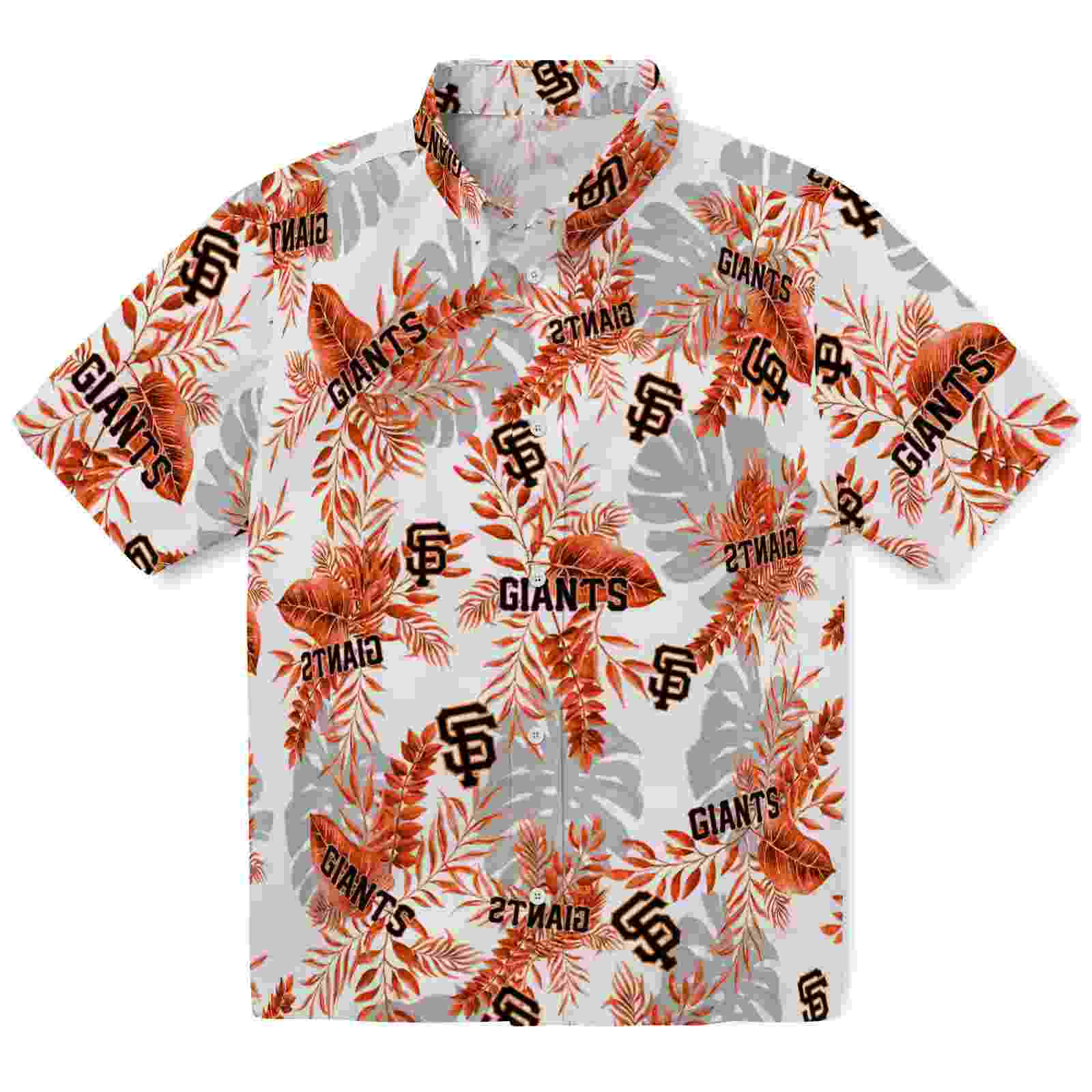 San Francisco Giants Tropical Leaves White Hawaiian Shirt