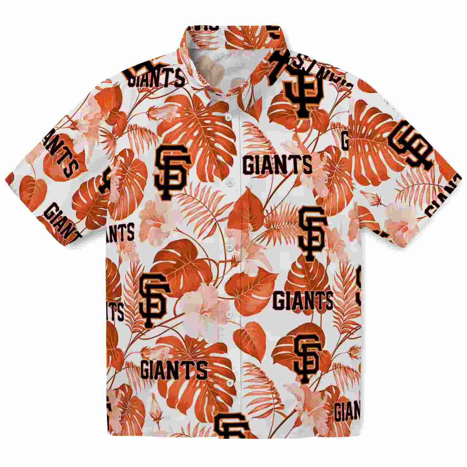 San Francisco Giants Tropical Plants Orange White Hawaiian Shirt