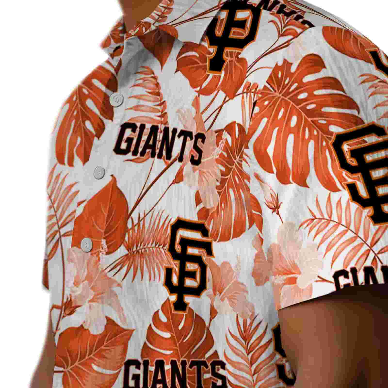 san francisco giants tropical plants orange white hawaiian shirt trendy