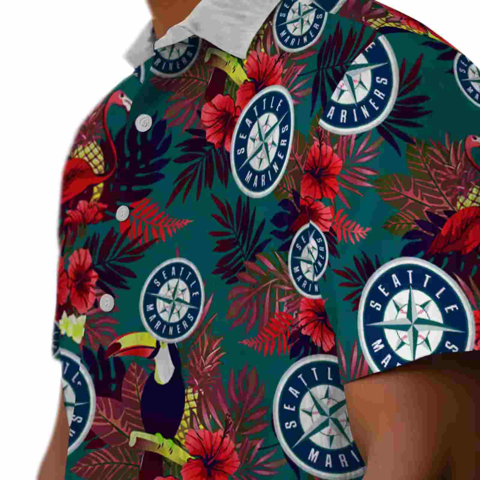 seattle mariners floral toucan navy blue red hawaiian shirt trendy