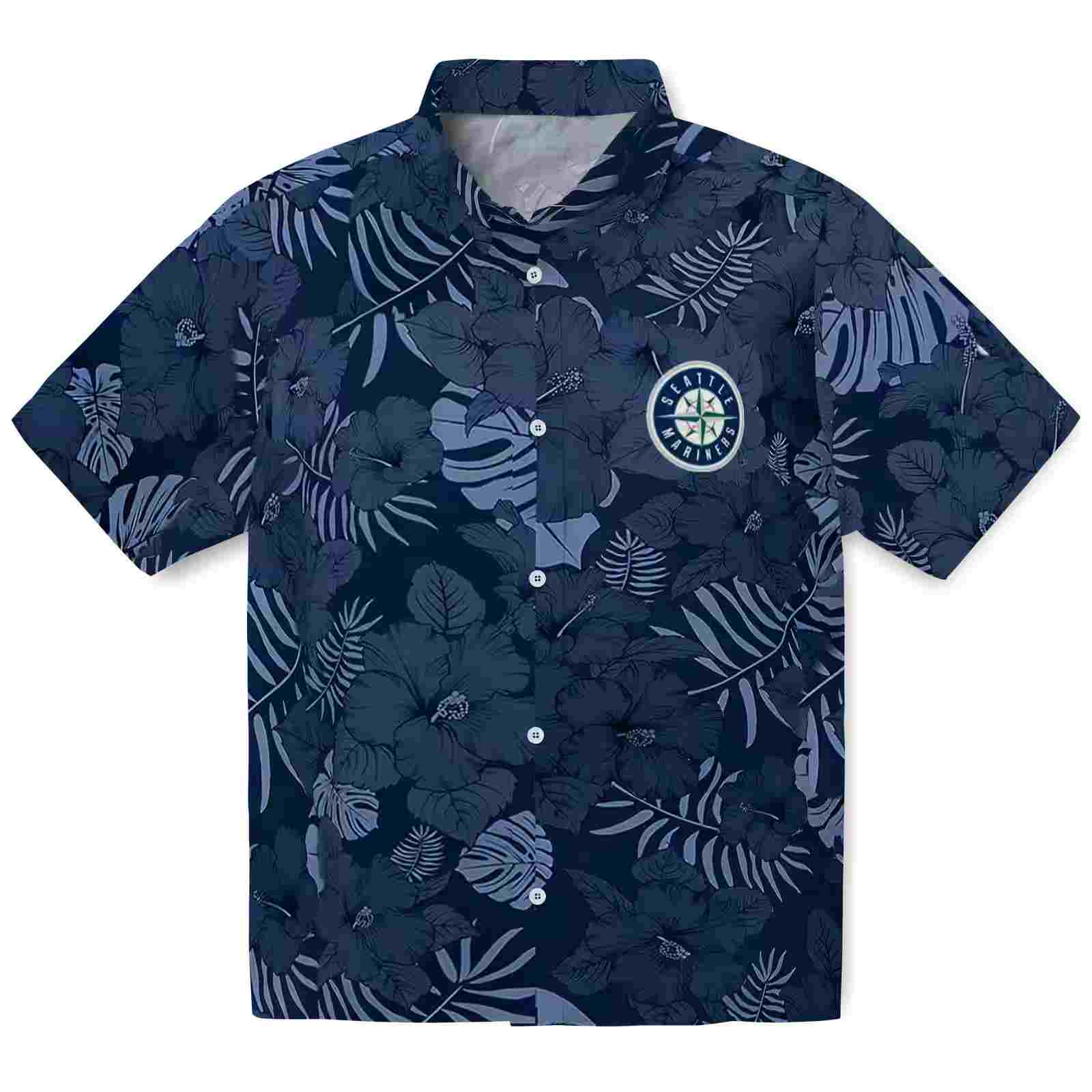 Seattle Mariners Jungle Vibes Navy Blue Hawaiian Shirt