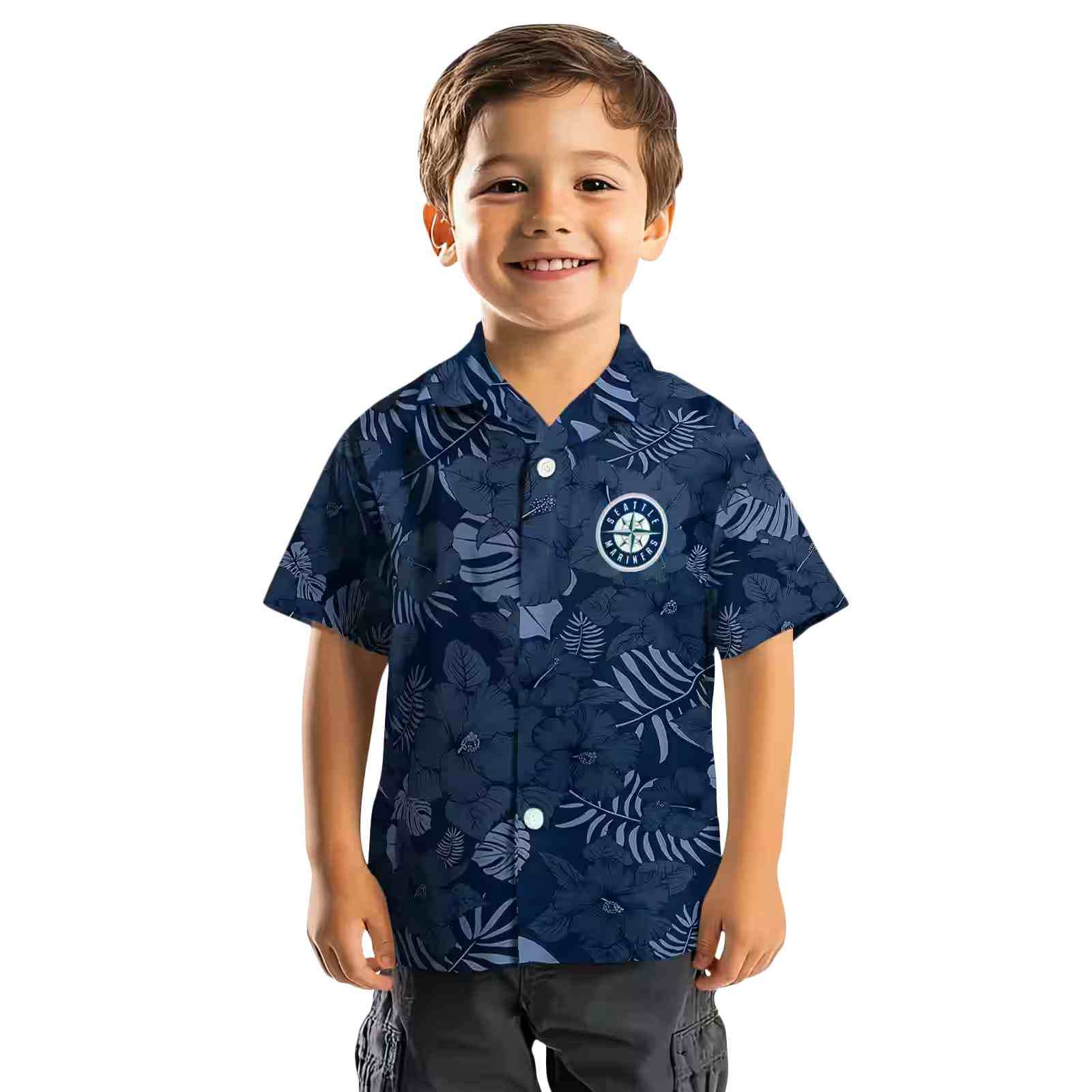 seattle mariners jungle vibes navy blue hawaiian shirt top rated