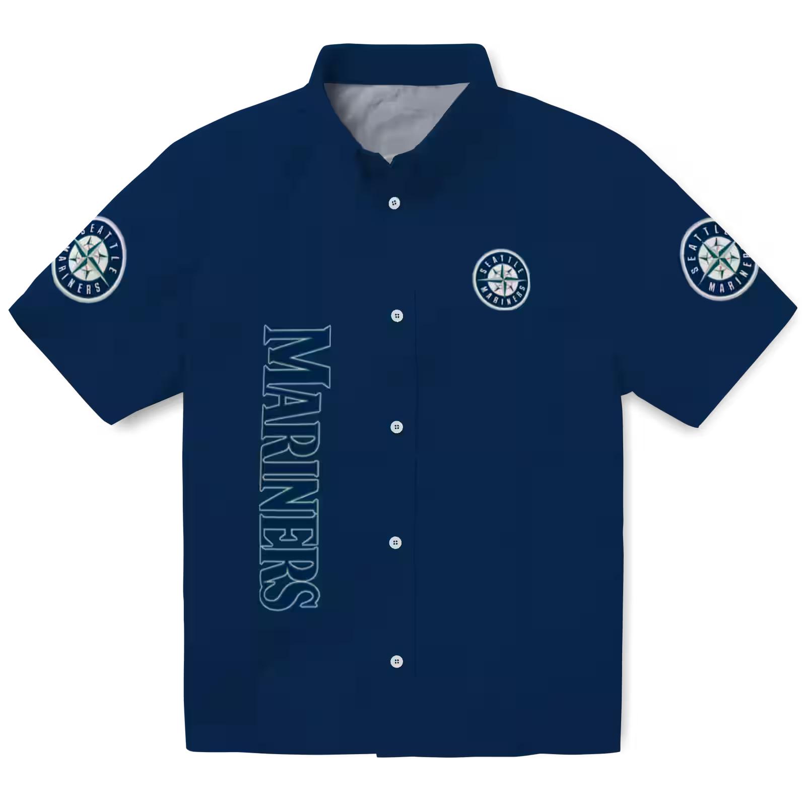 Seattle Mariners Stuart Minion Navy Blue Hawaiian Shirt