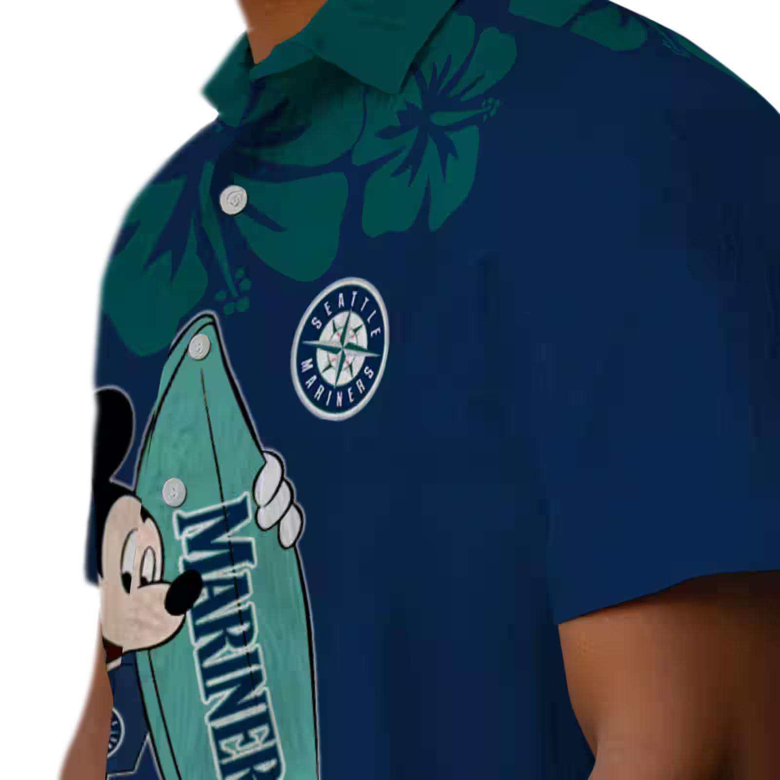 seattle mariners surfing mickey navy blue hawaiian shirt trendy