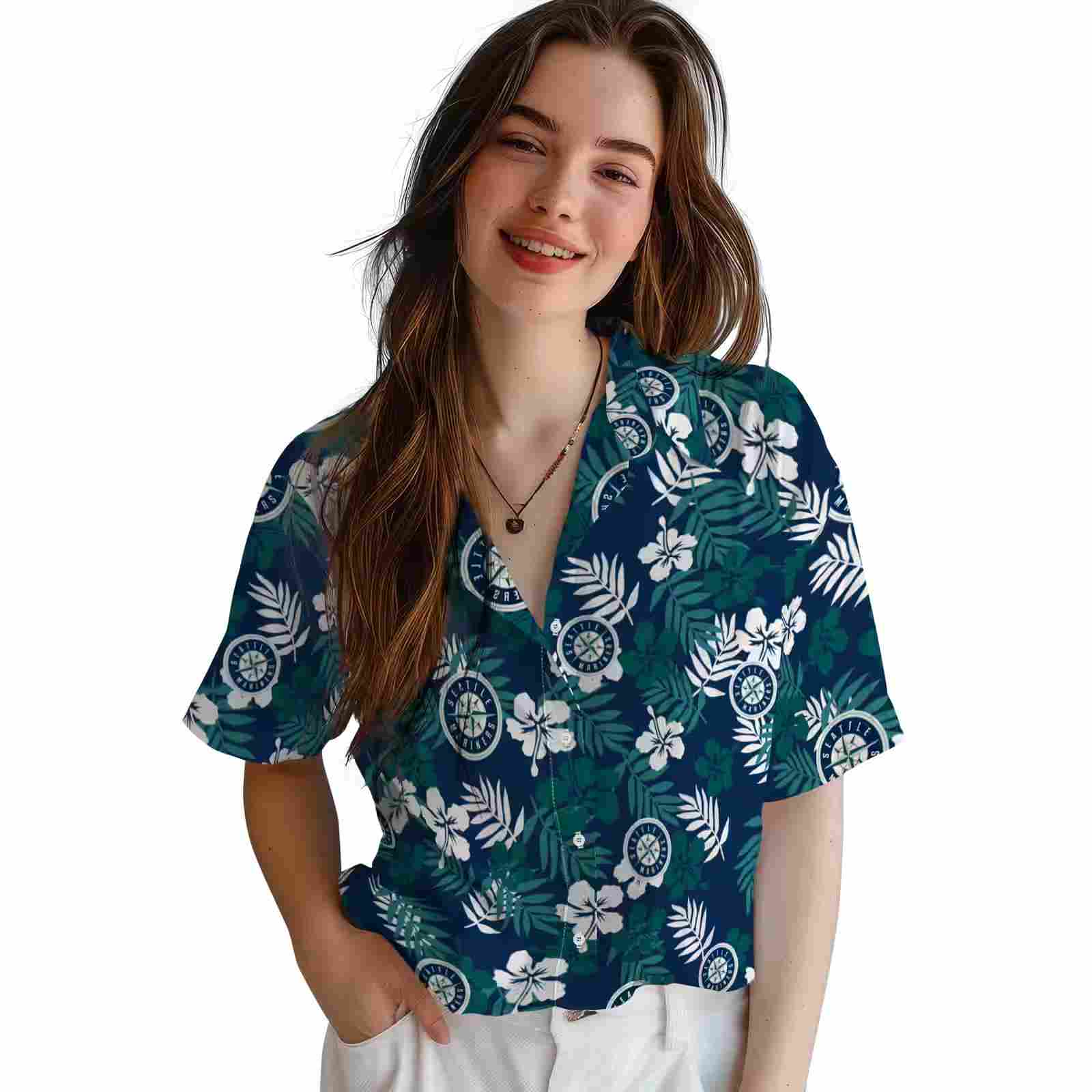 seattle mariners tropical floral navy blue hawaiian shirt latest model