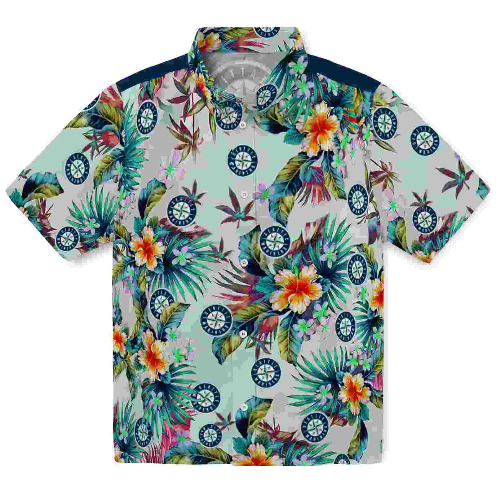 Seattle Mariners Tropical Foliage Green Hawaiian Shirt