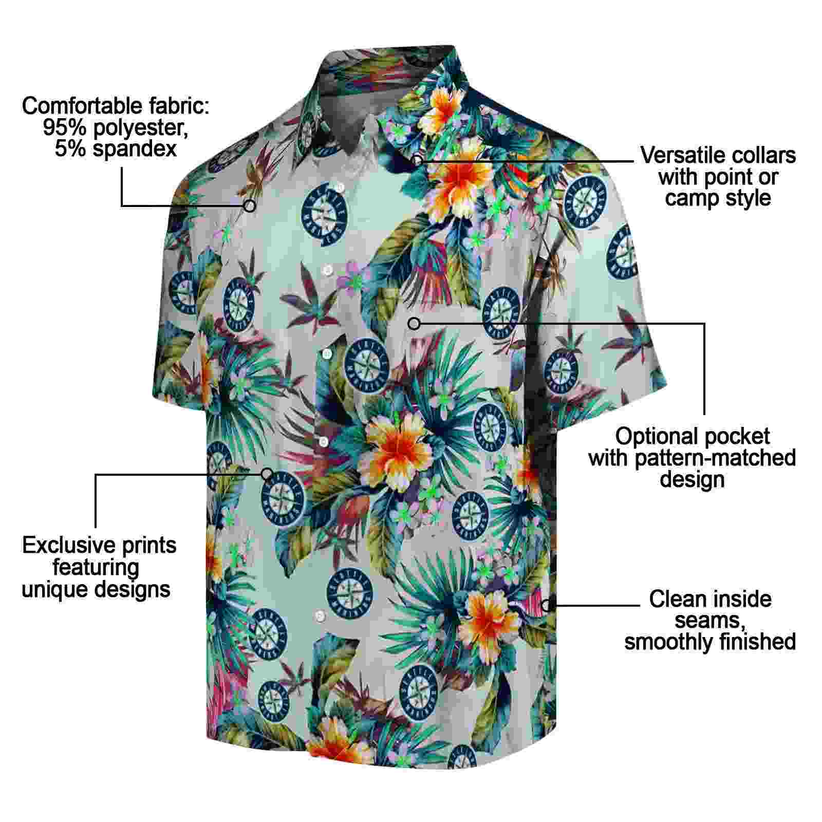 seattle mariners tropical foliage green hawaiian shirt new arrival