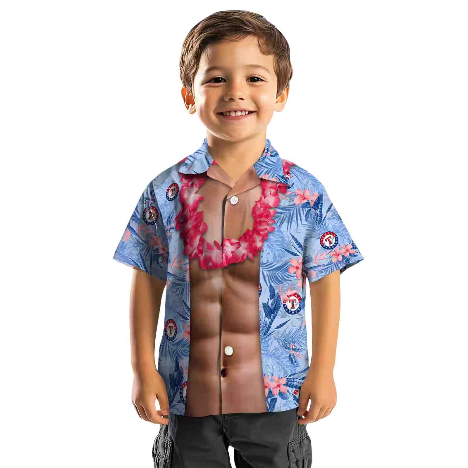 texas rangers chest illusion blue hawaiian shirt top rated