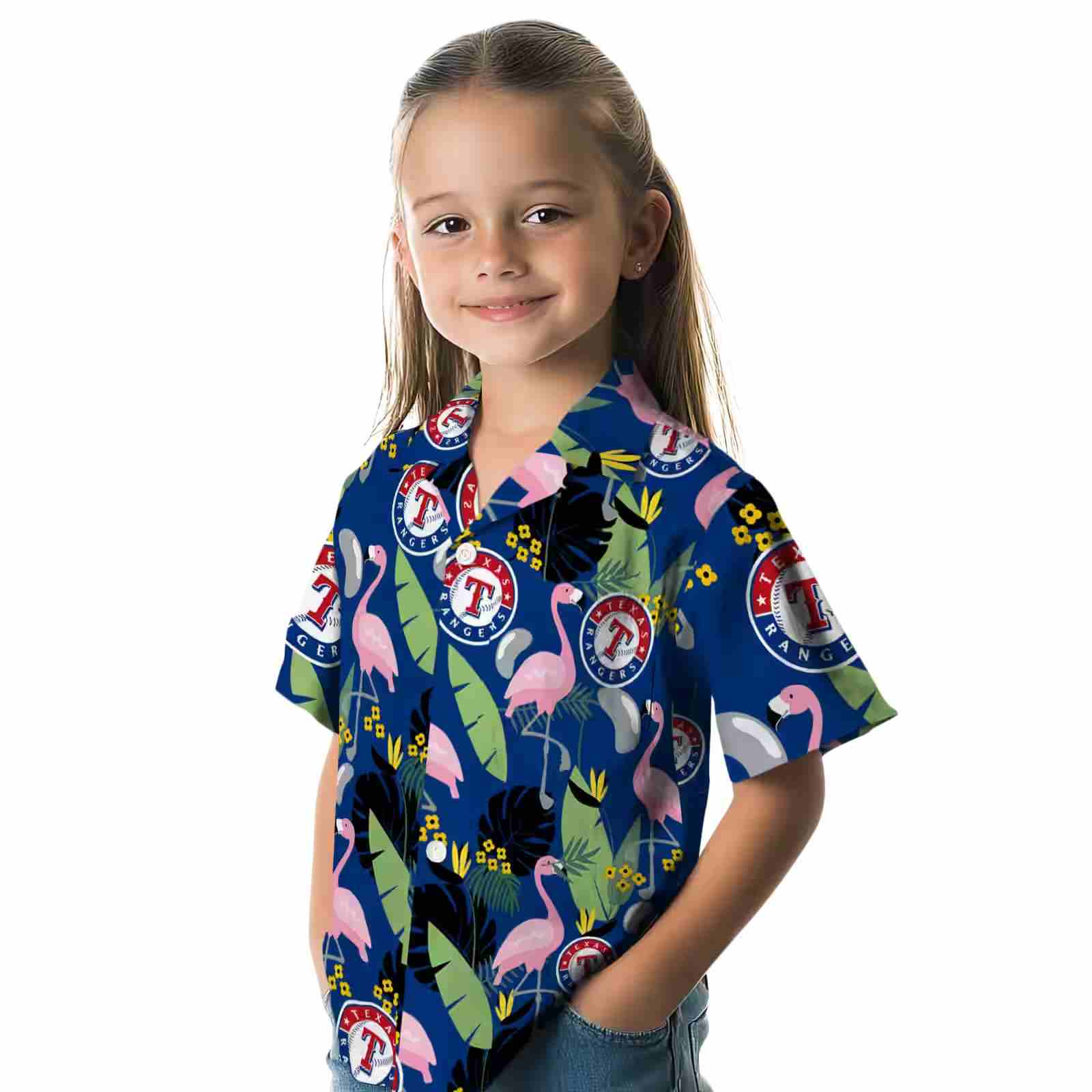 texas rangers flamingo leaves blue hawaiian shirt premium grade