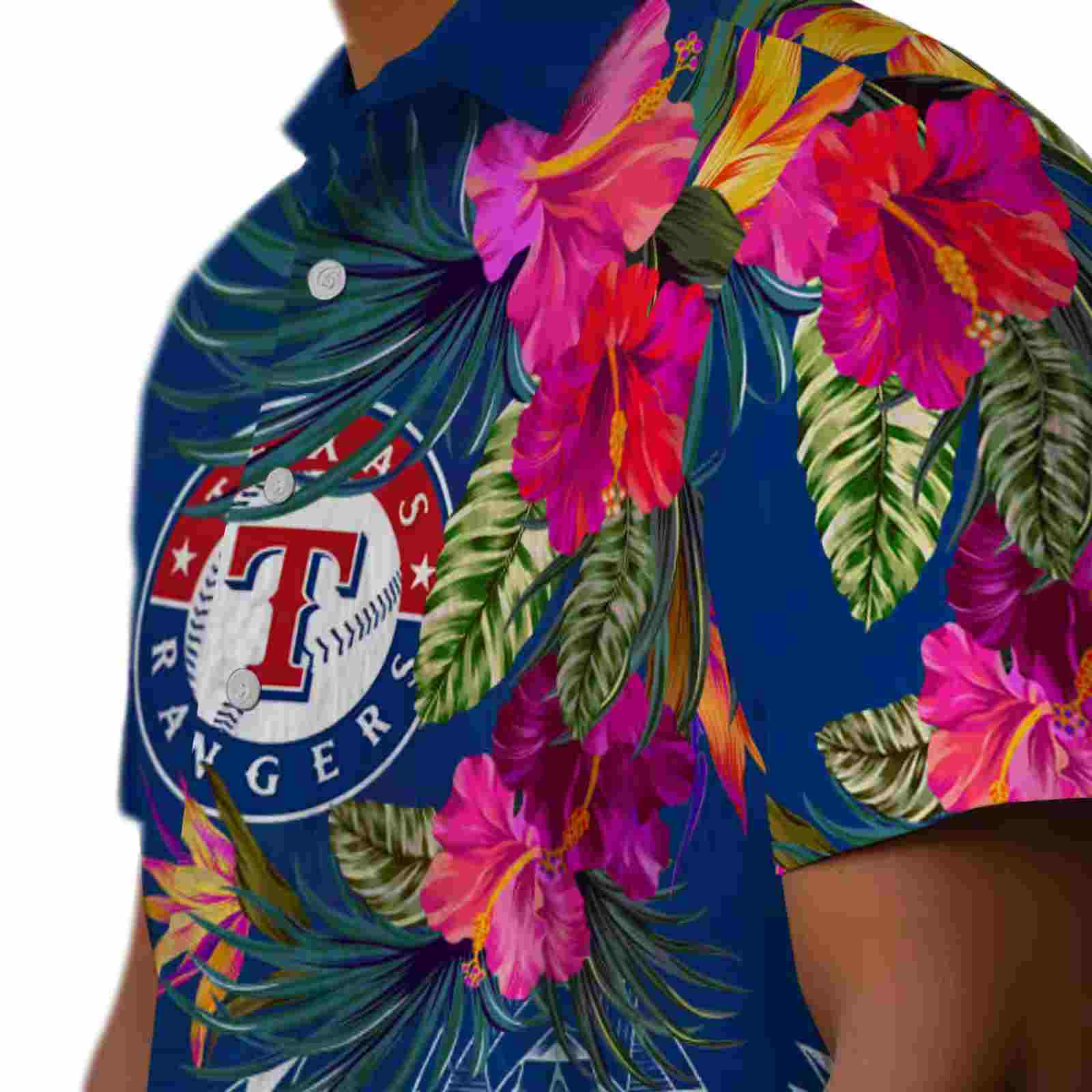 texas rangers floral polynesian blue hawaiian shirt trendy