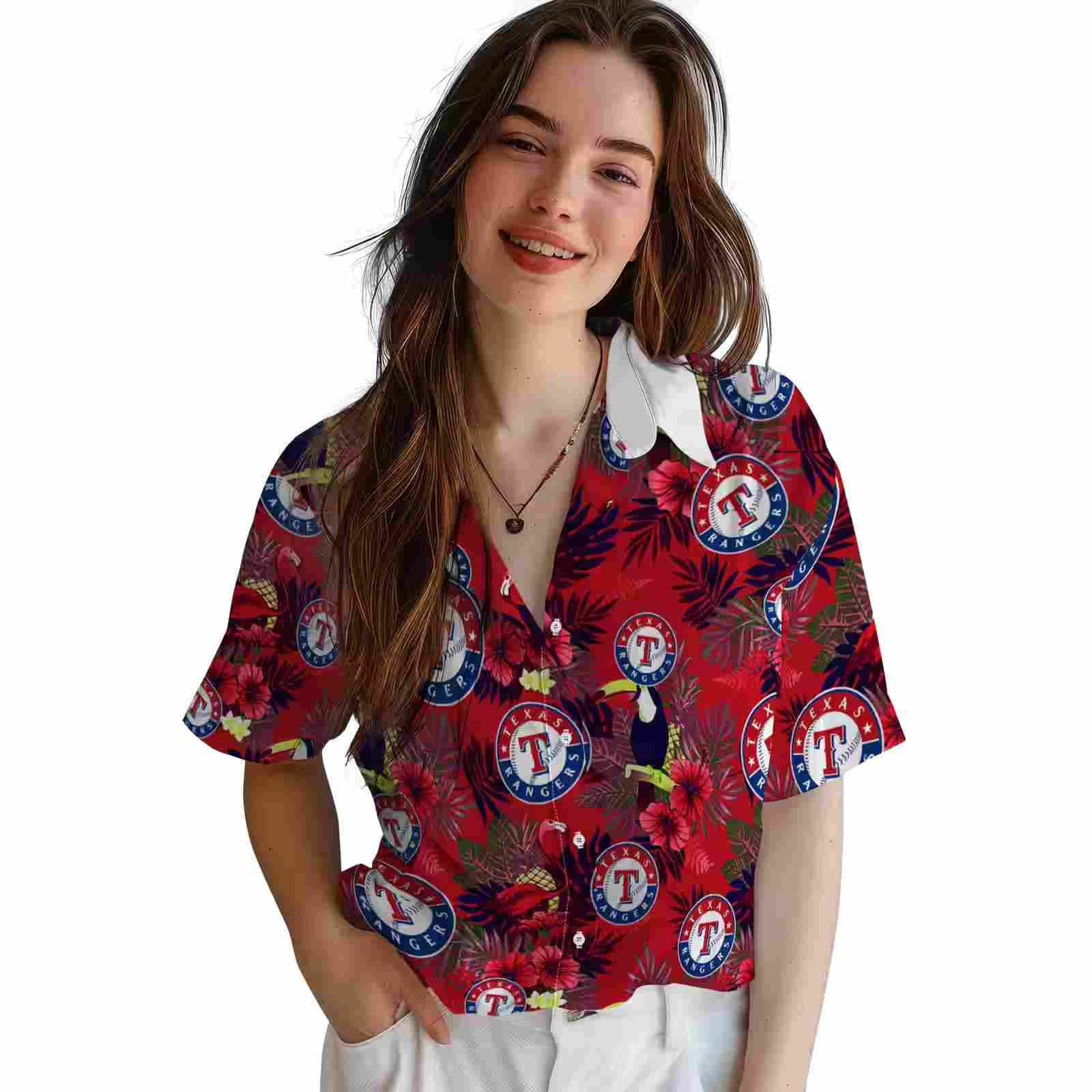 texas rangers floral toucan blue red hawaiian shirt latest model