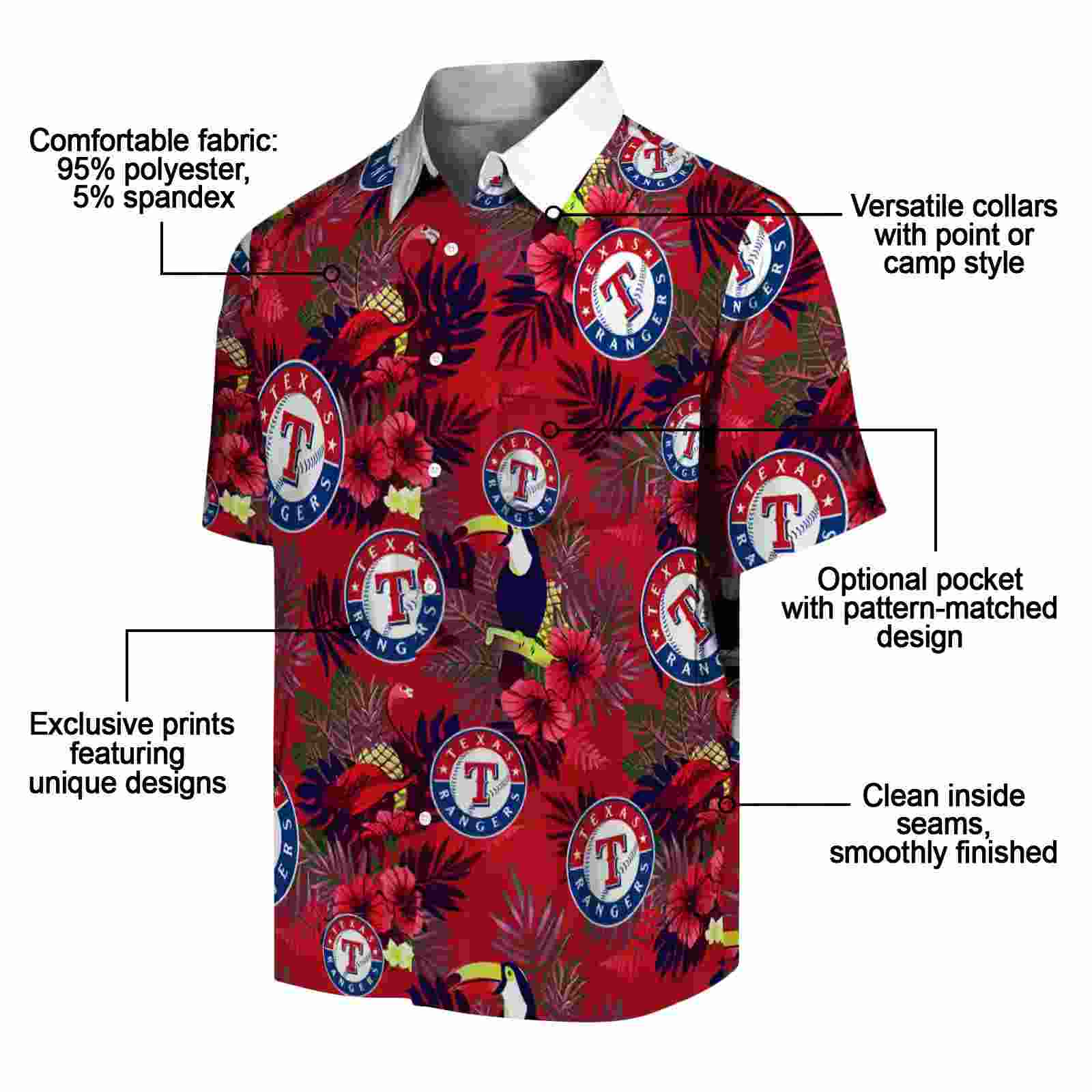 texas rangers floral toucan blue red hawaiian shirt new arrival