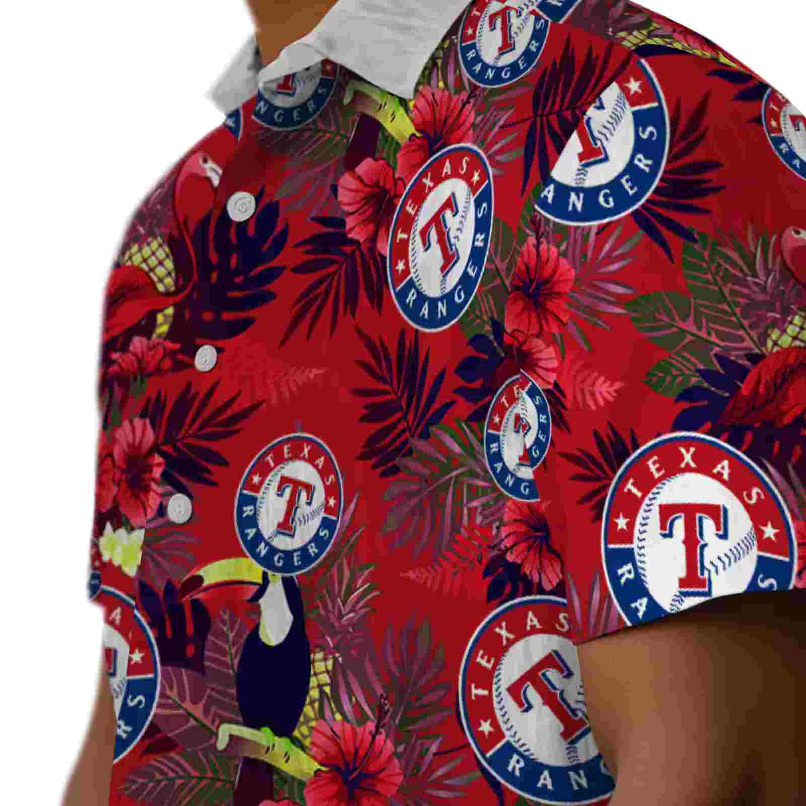 texas rangers floral toucan blue red hawaiian shirt trendy