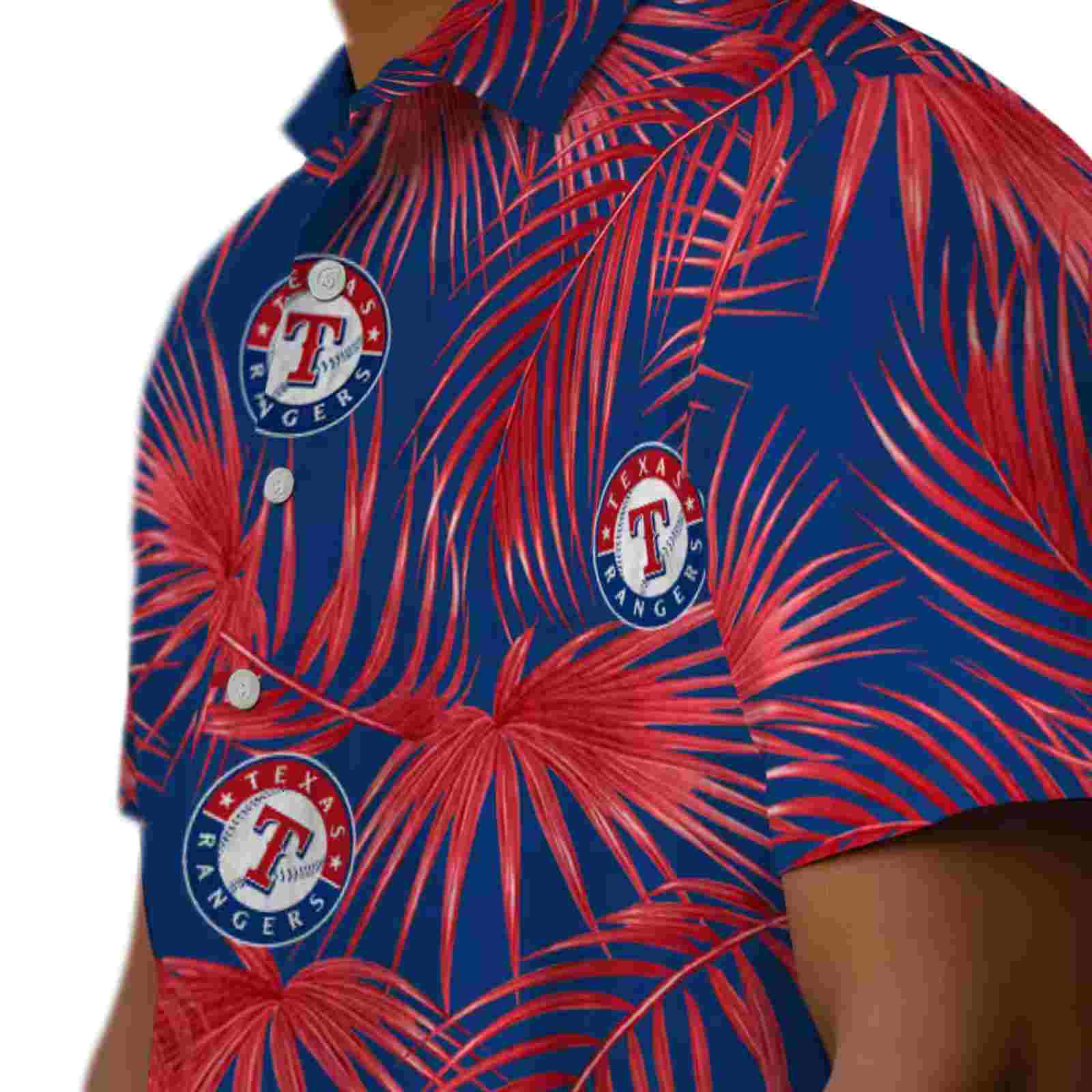 texas rangers leafy palms blue hawaiian shirt trendy