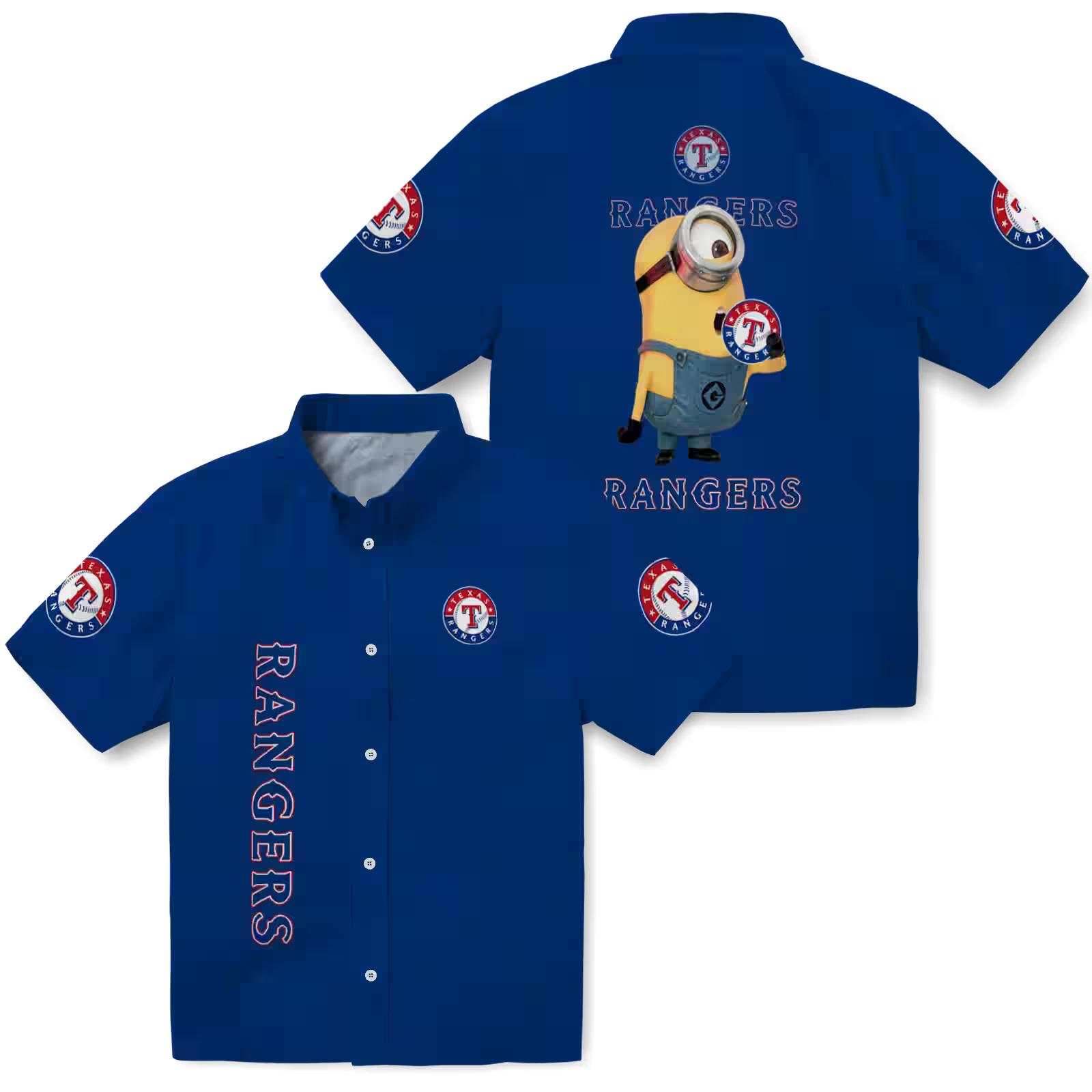 texas rangers stuart minion blue hawaiian shirt high quality