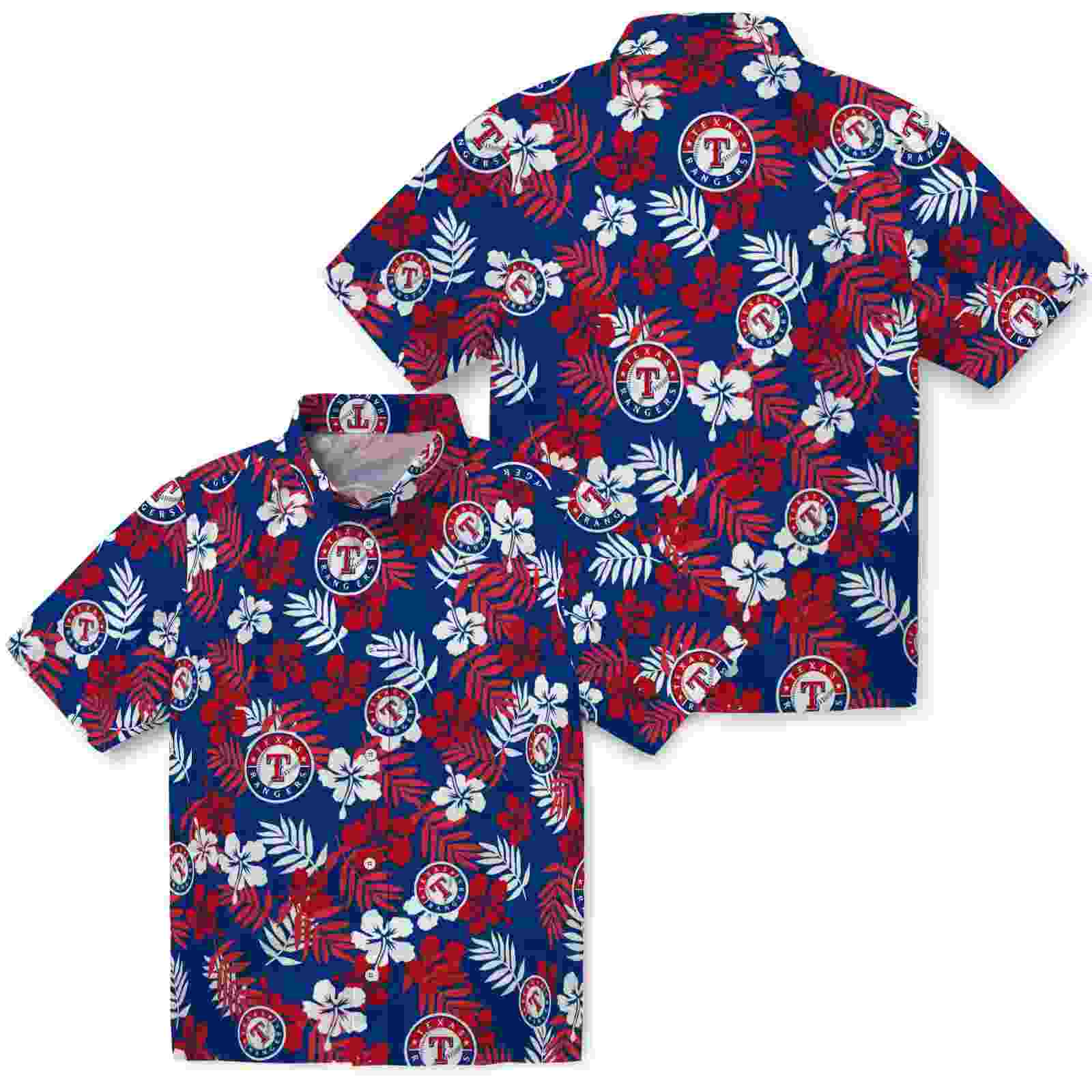 texas rangers tropical floral blue hawaiian shirt high quality