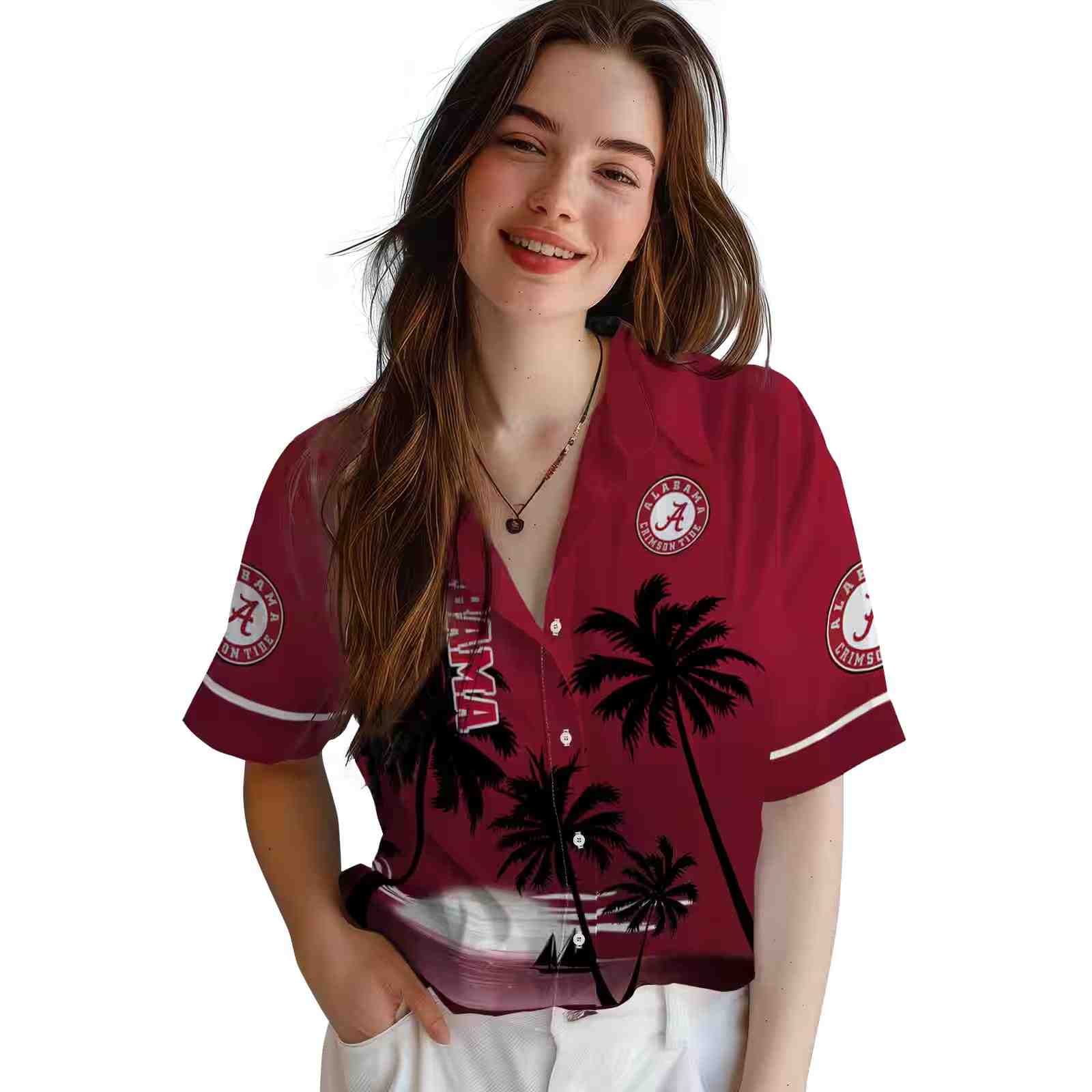 alabama crimson tide beach sunset crimson black hawaiian shirt latest model