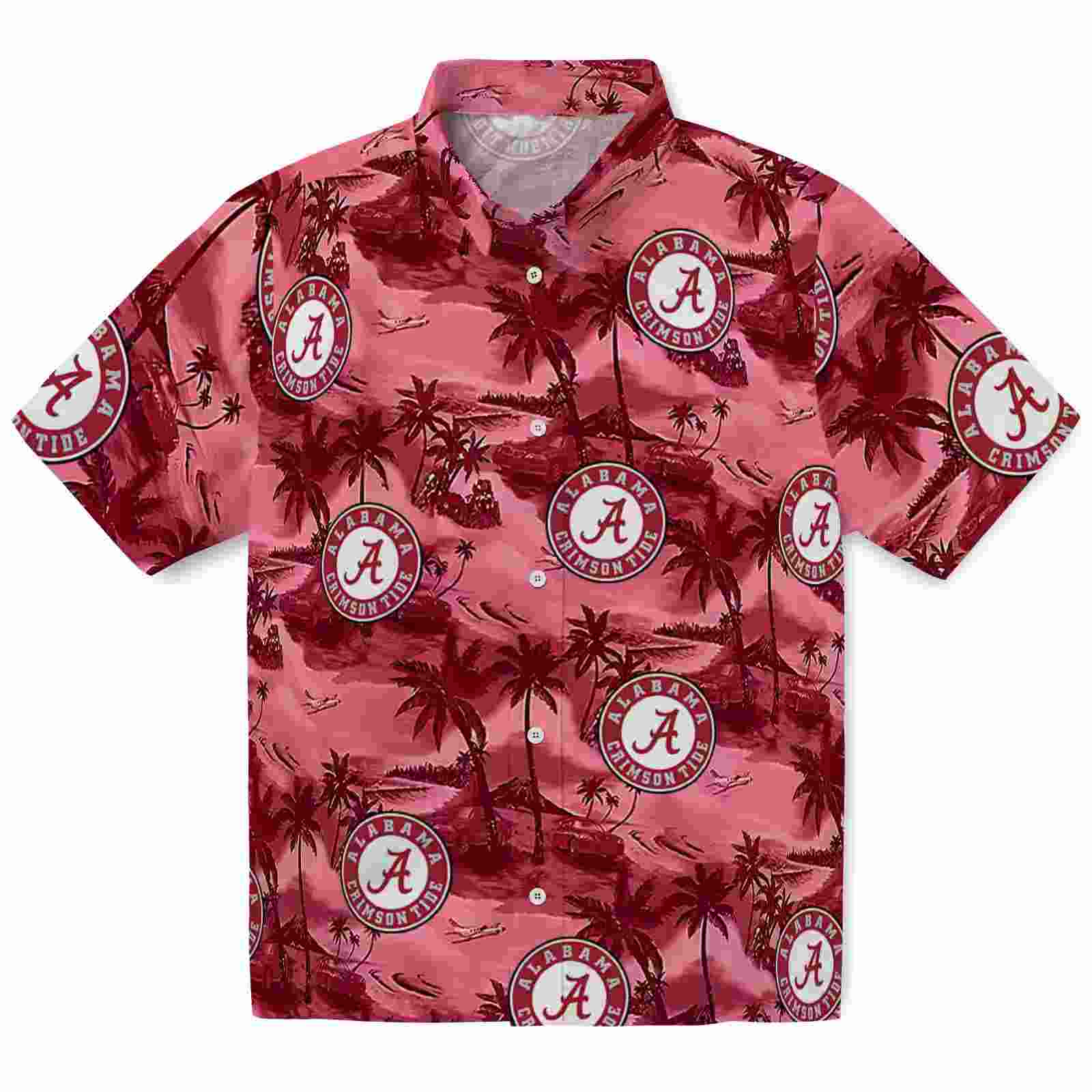 Alabama Crimson Tide Coastal Palms Crimson Hawaiian Shirt