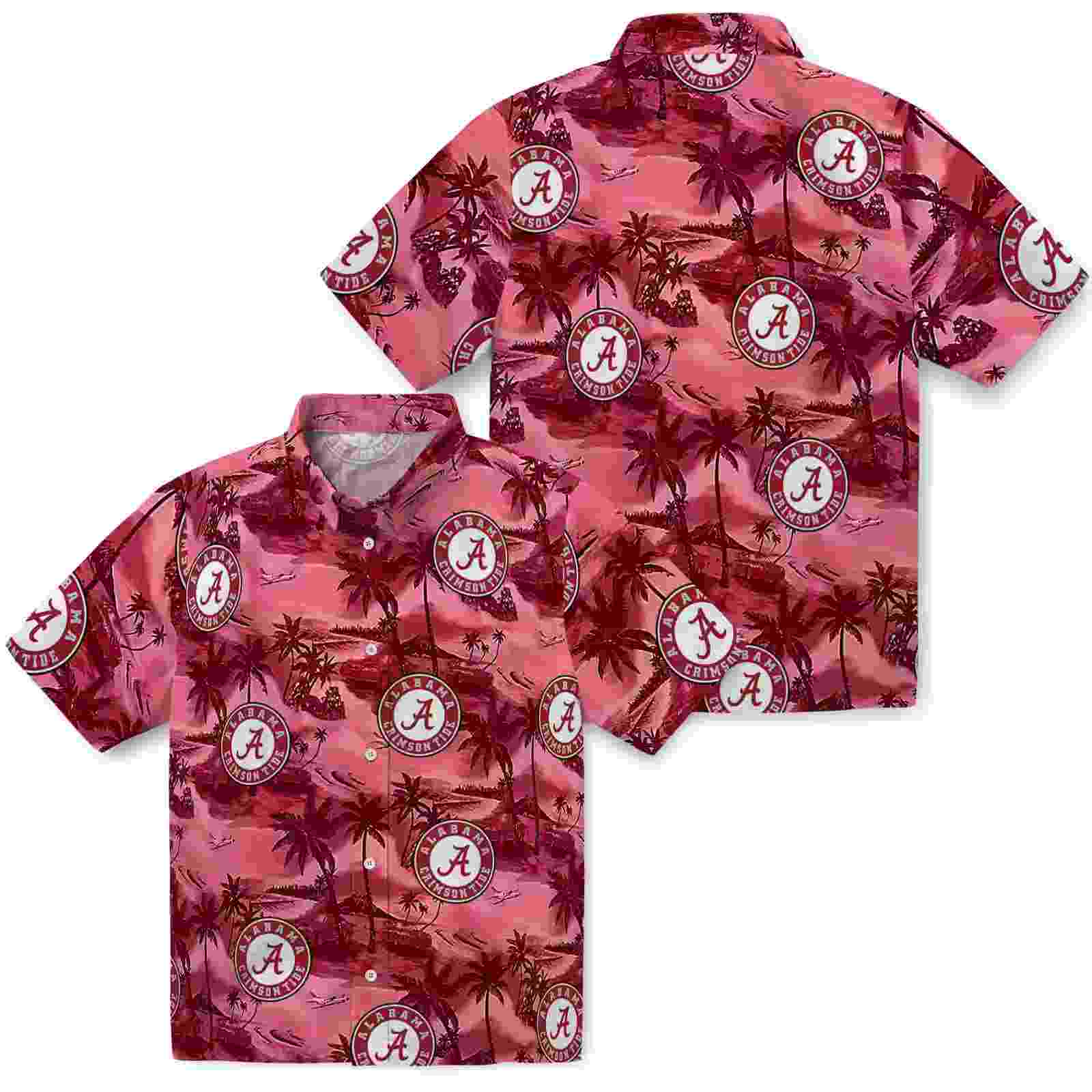 alabama crimson tide coastal palms crimson hawaiian shirt high quality