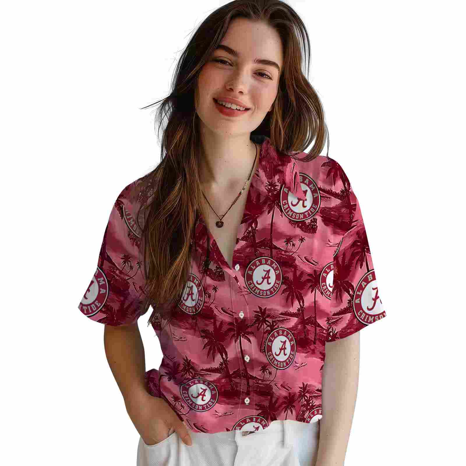 alabama crimson tide coastal palms crimson hawaiian shirt latest model