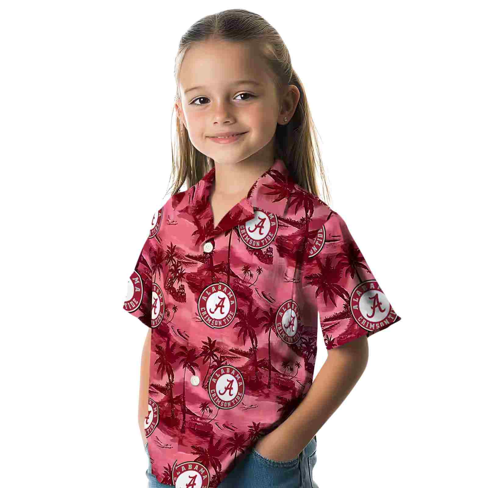 alabama crimson tide coastal palms crimson hawaiian shirt premium grade