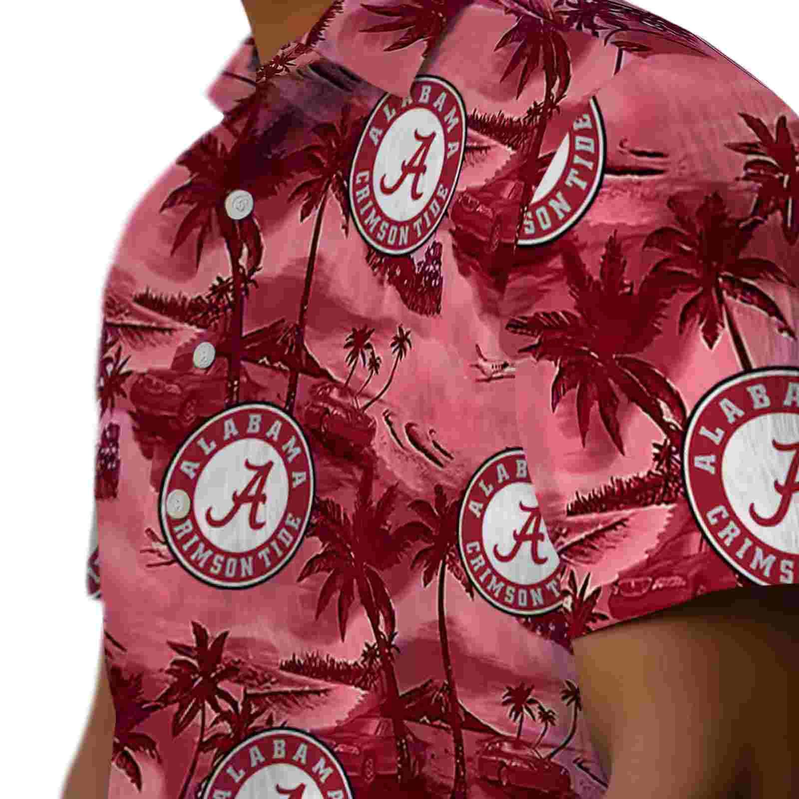 alabama crimson tide coastal palms crimson hawaiian shirt trendy