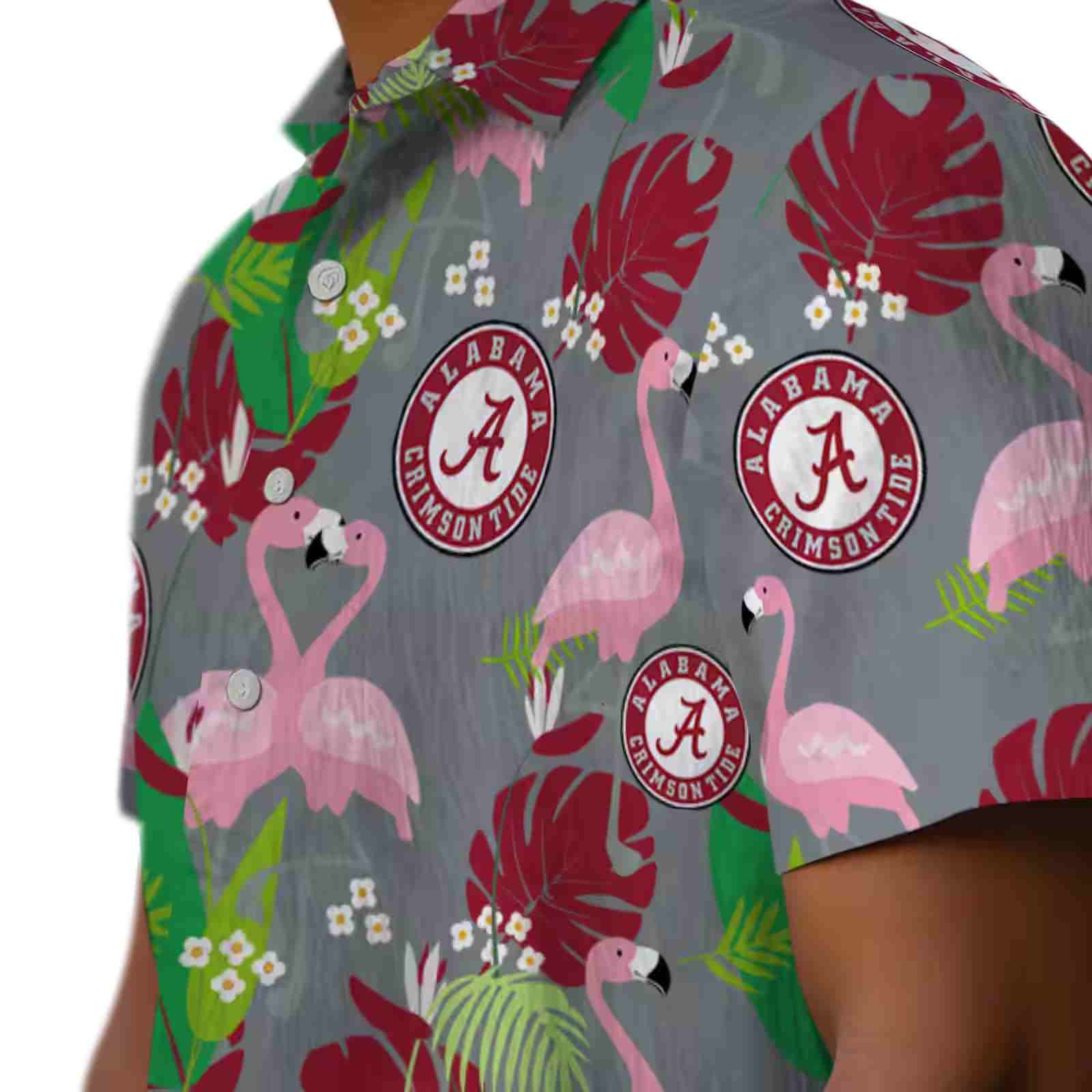 alabama crimson tide flamingo foliage crimson green hawaiian shirt trendy