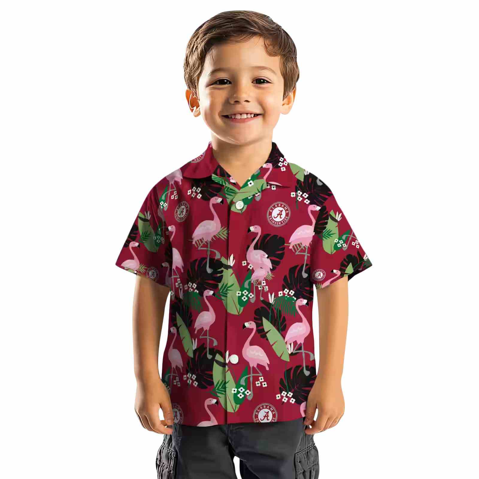 alabama crimson tide flamingo leaf motif crimson hawaiian shirt top rated