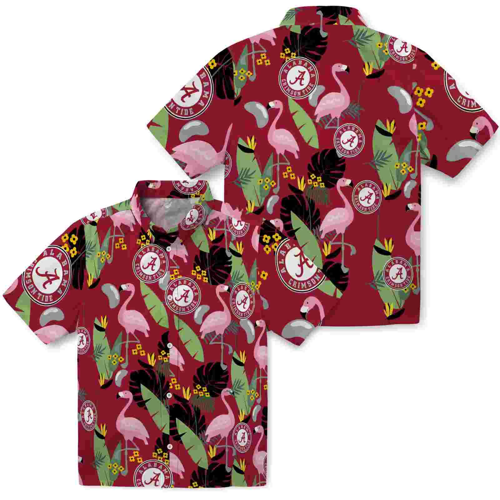 alabama crimson tide flamingo leaves crimson hawaiian shirt high quality