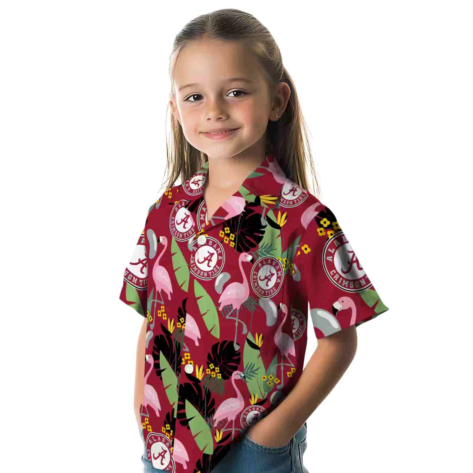 alabama crimson tide flamingo leaves crimson hawaiian shirt premium grade